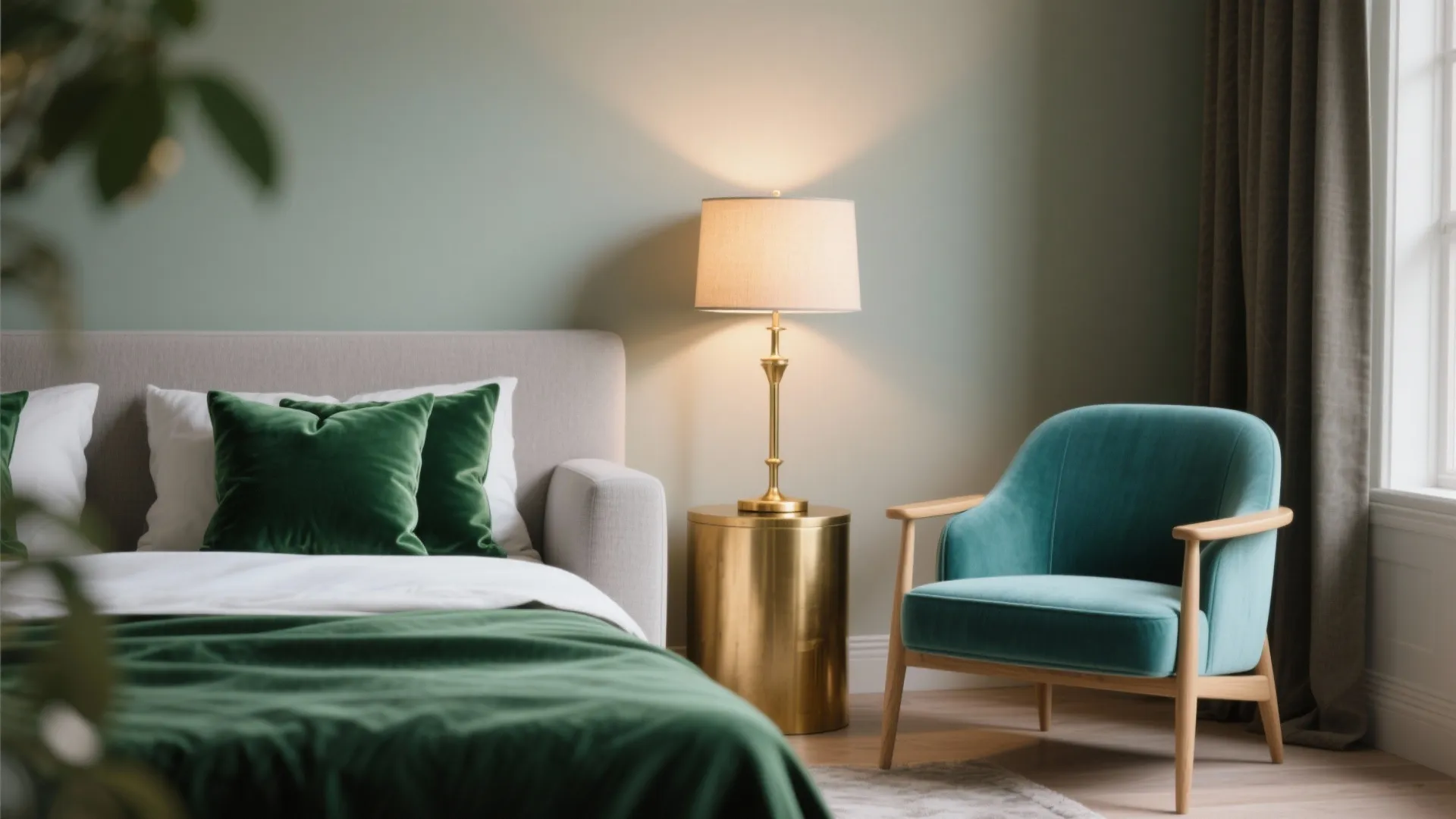 Emerald, Teal, and Brass Accents for Modern Drama