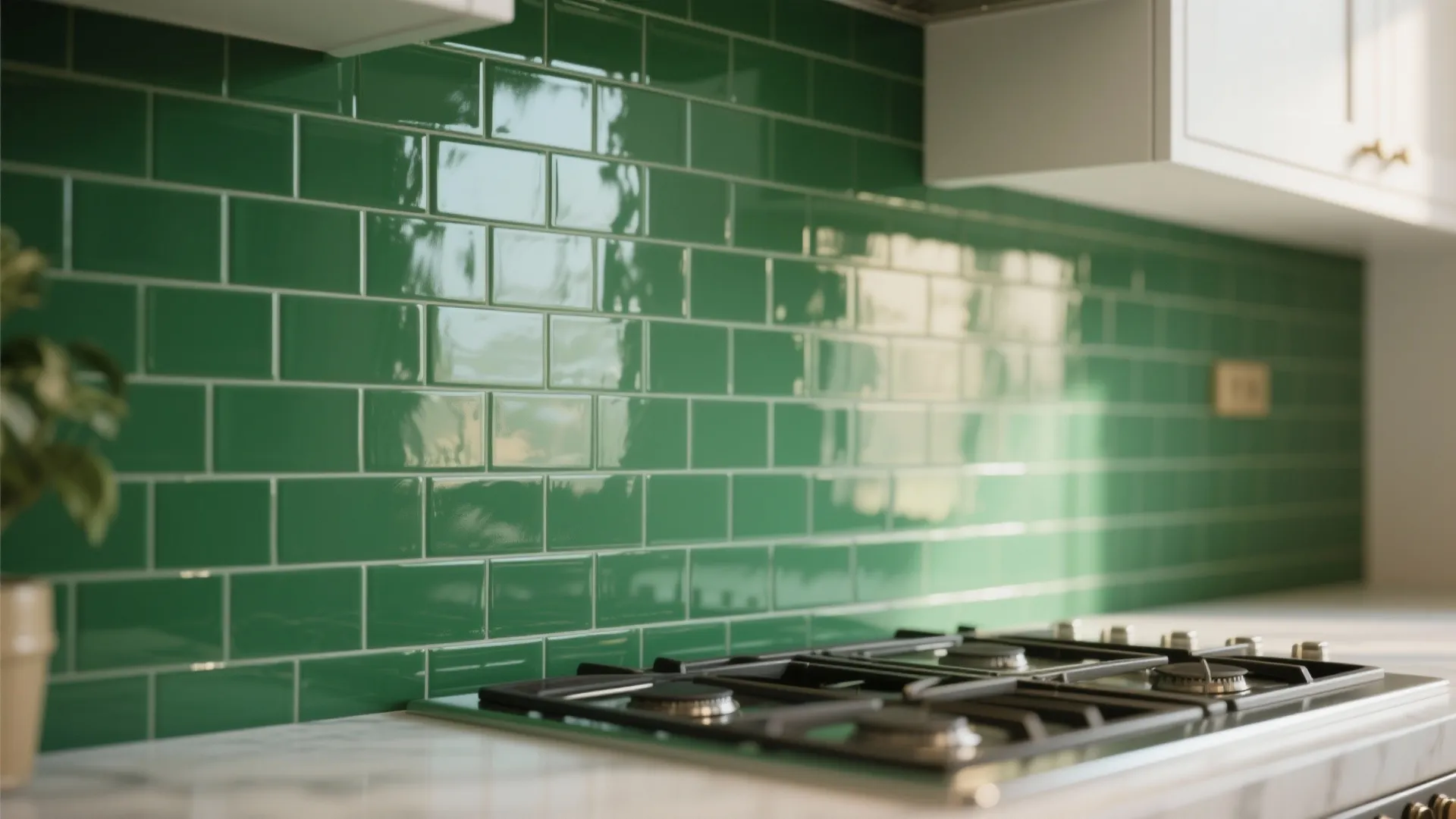1. Emerald Accent Backsplash