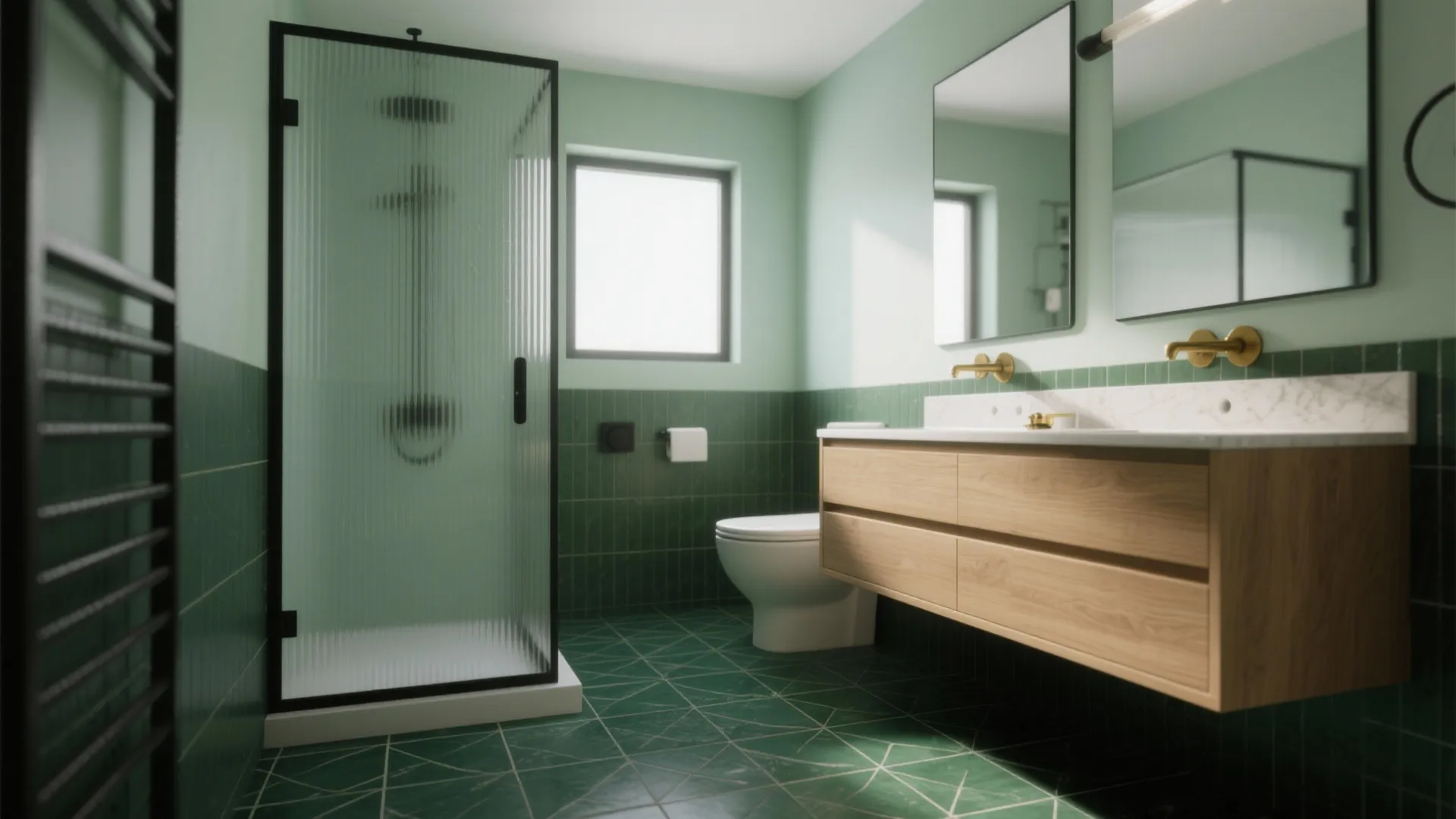 3. Two-Tone Emerald Accent Wall