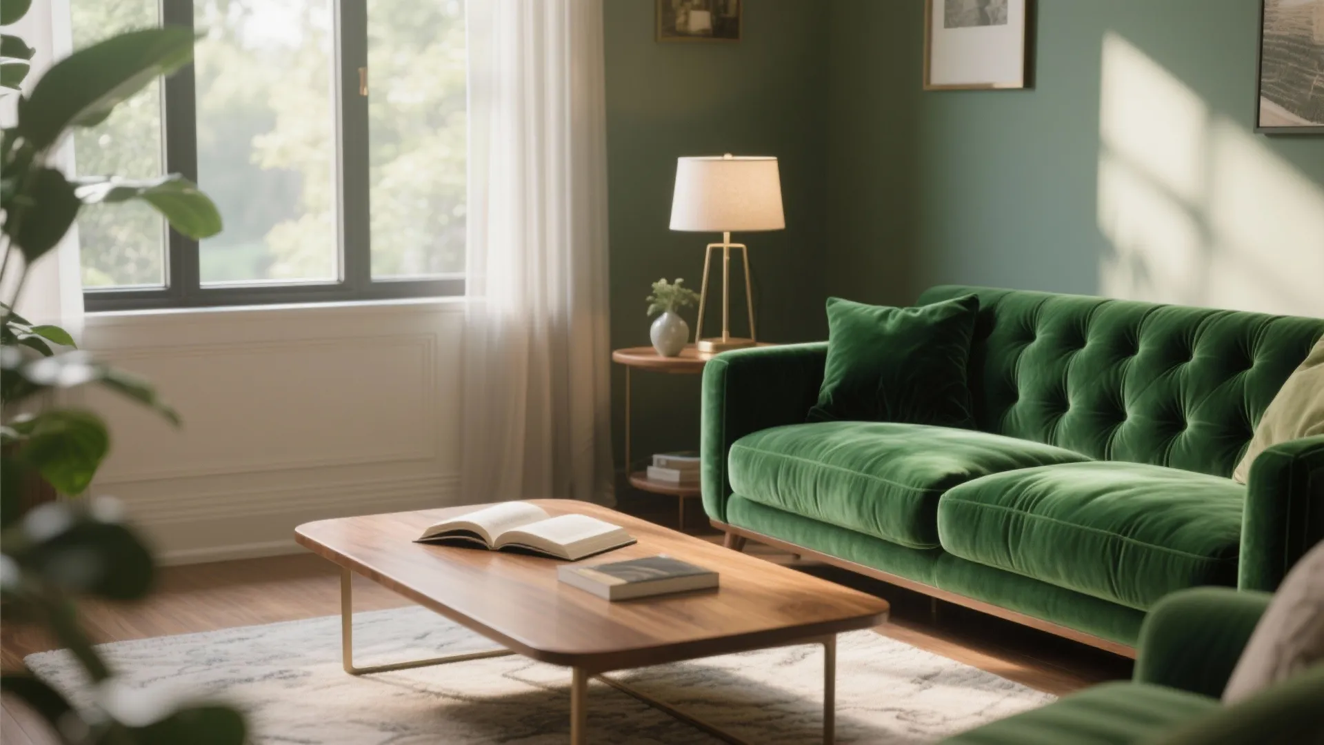 2. Emerald Velvet Sofa