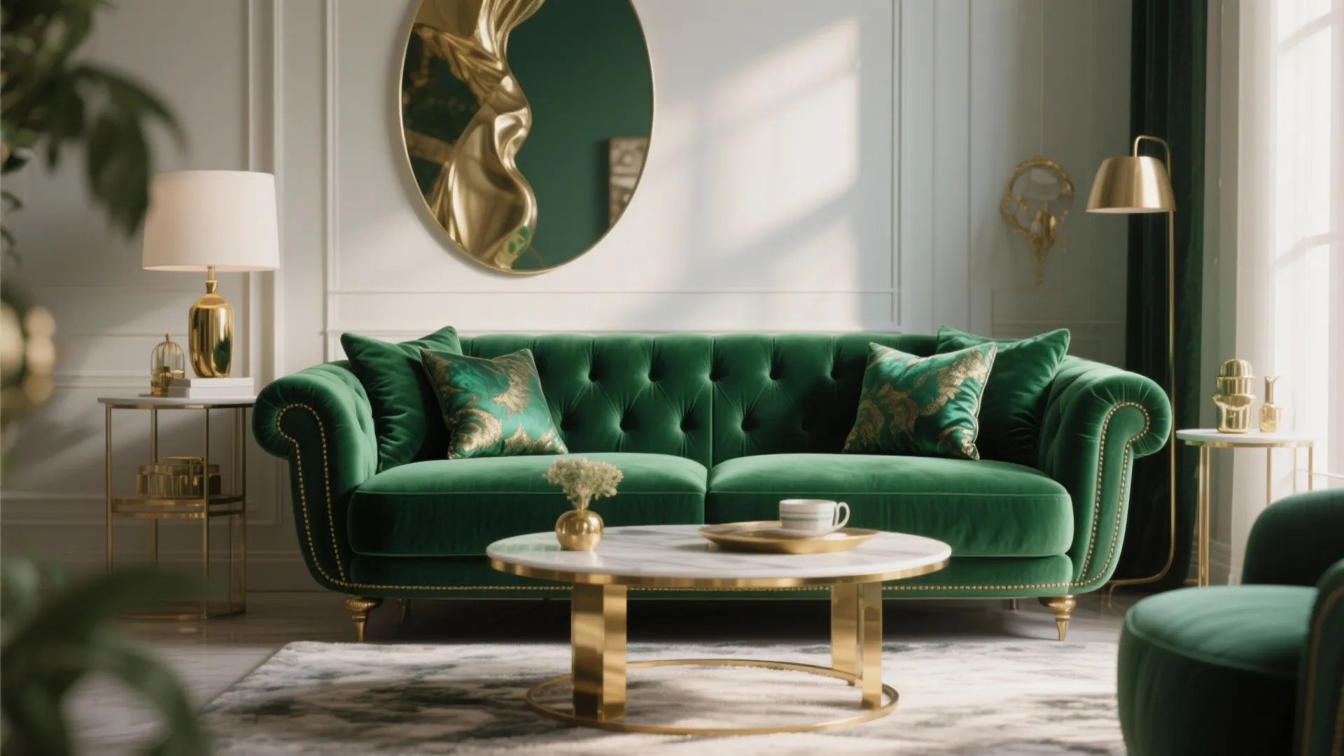 1. Velvet Sofa in Rich Jewel Tones