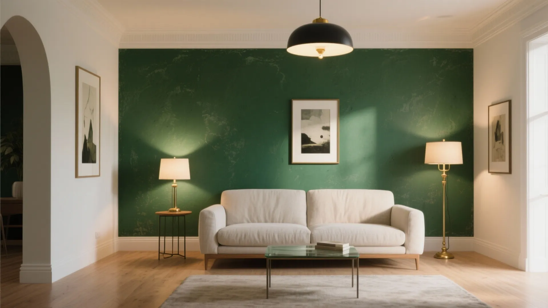 Deep Emerald Accent Wall With Texture