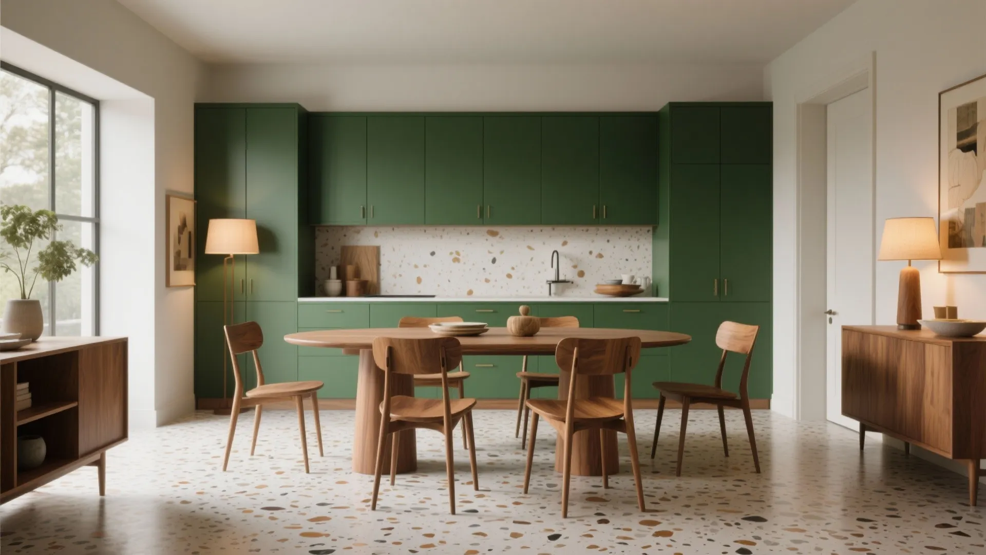 3. Pair with Warm Wood and Terrazzo