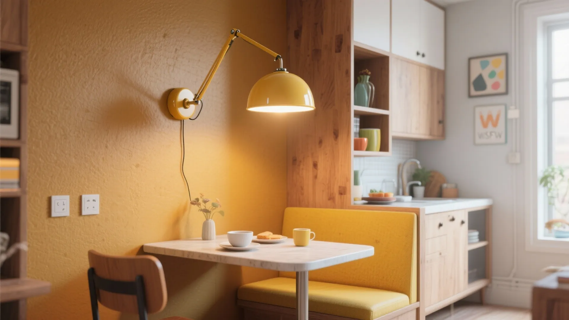 5. Asymmetrical arm sconce with colored enamel