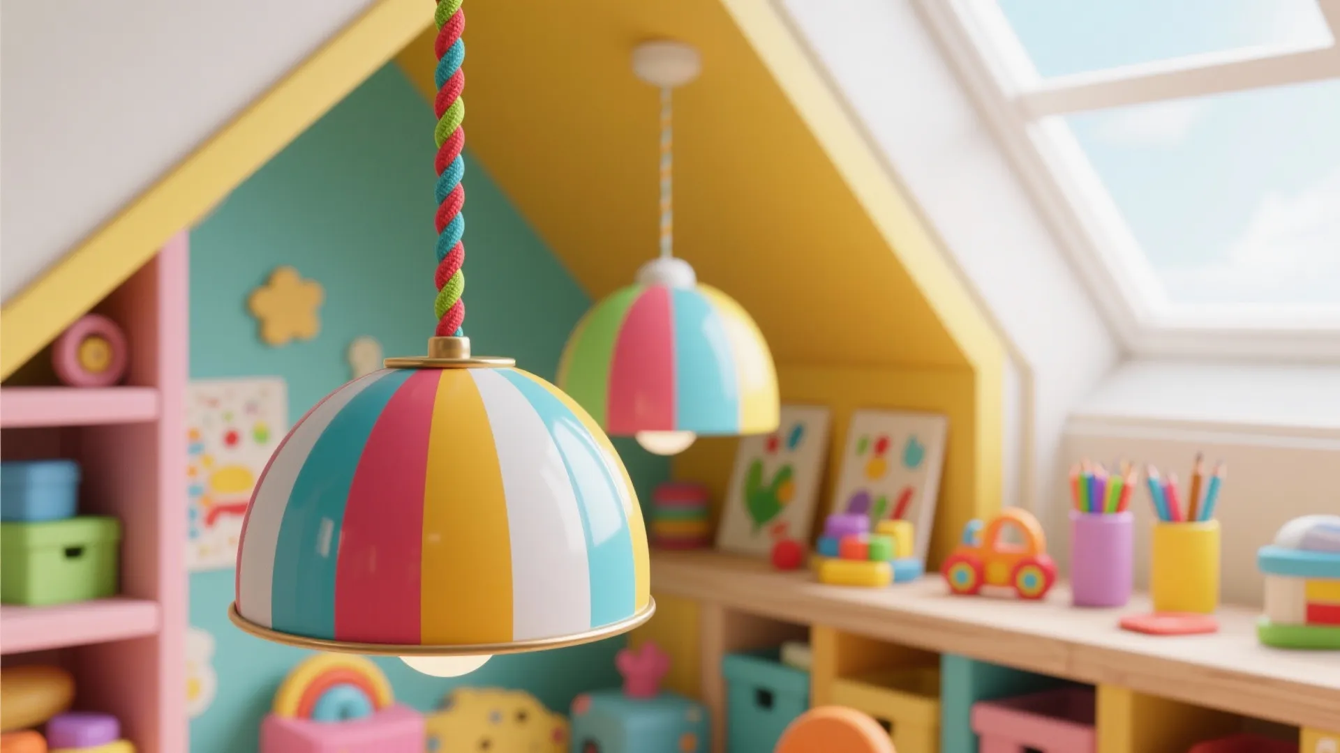 4. Color-Blocked Enamel Shade with Patterned Cord