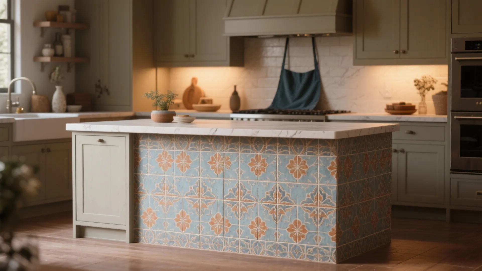 3. Patterned encaustic-look tiles to add personality