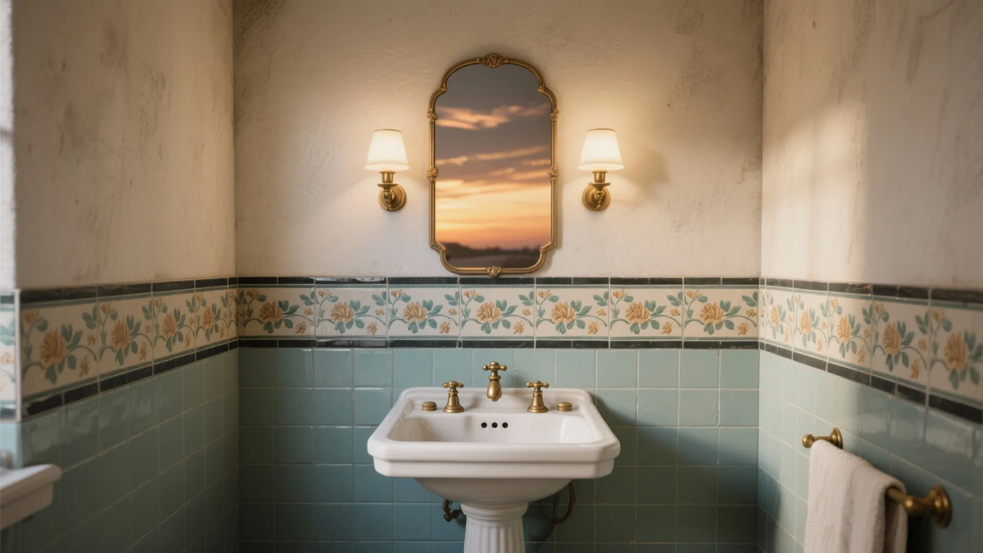 Vintage Encaustic-Style Floral Borders