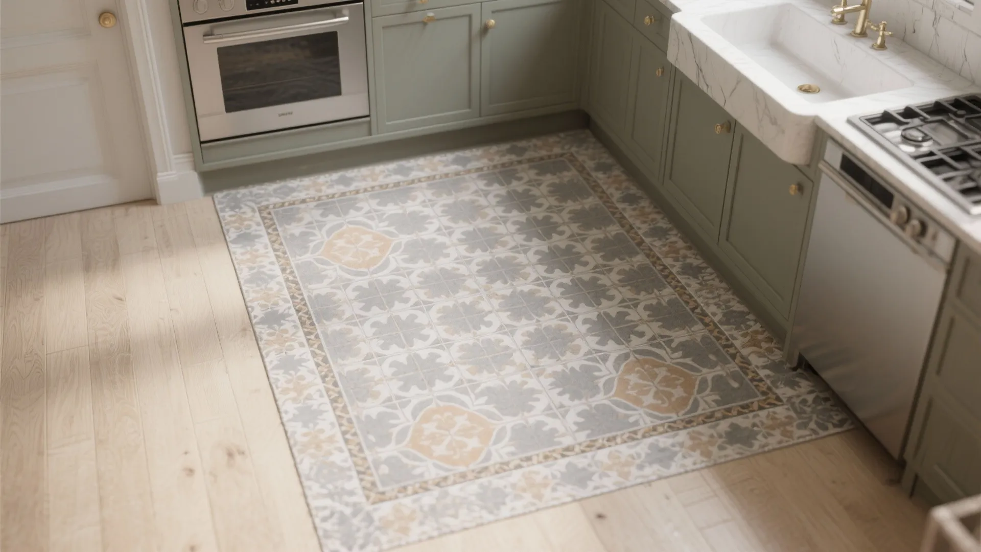 Patterned Encaustic (or Look-Alike) for a Feature Zone