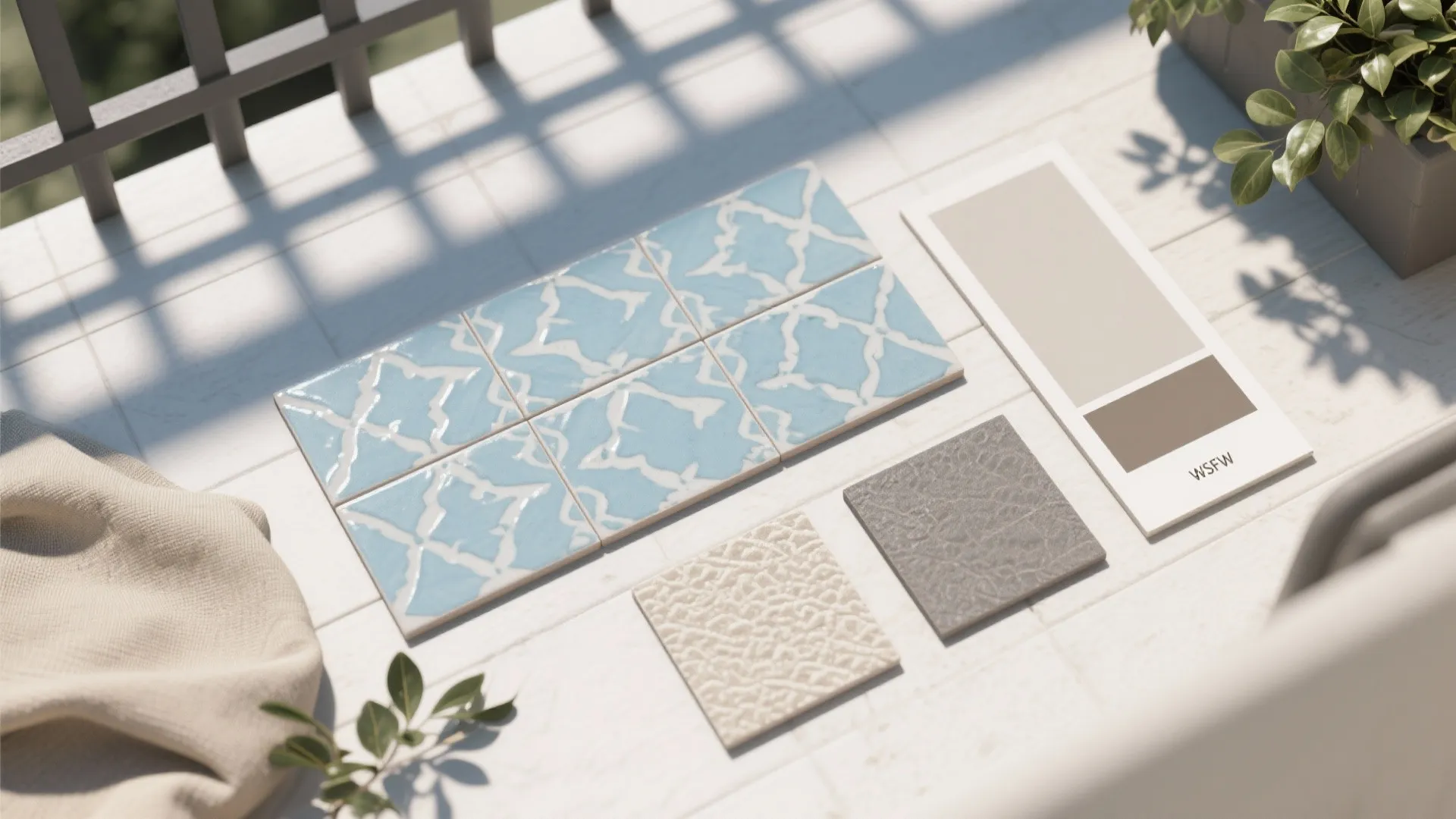 Patterned encaustic-look tiles for character
