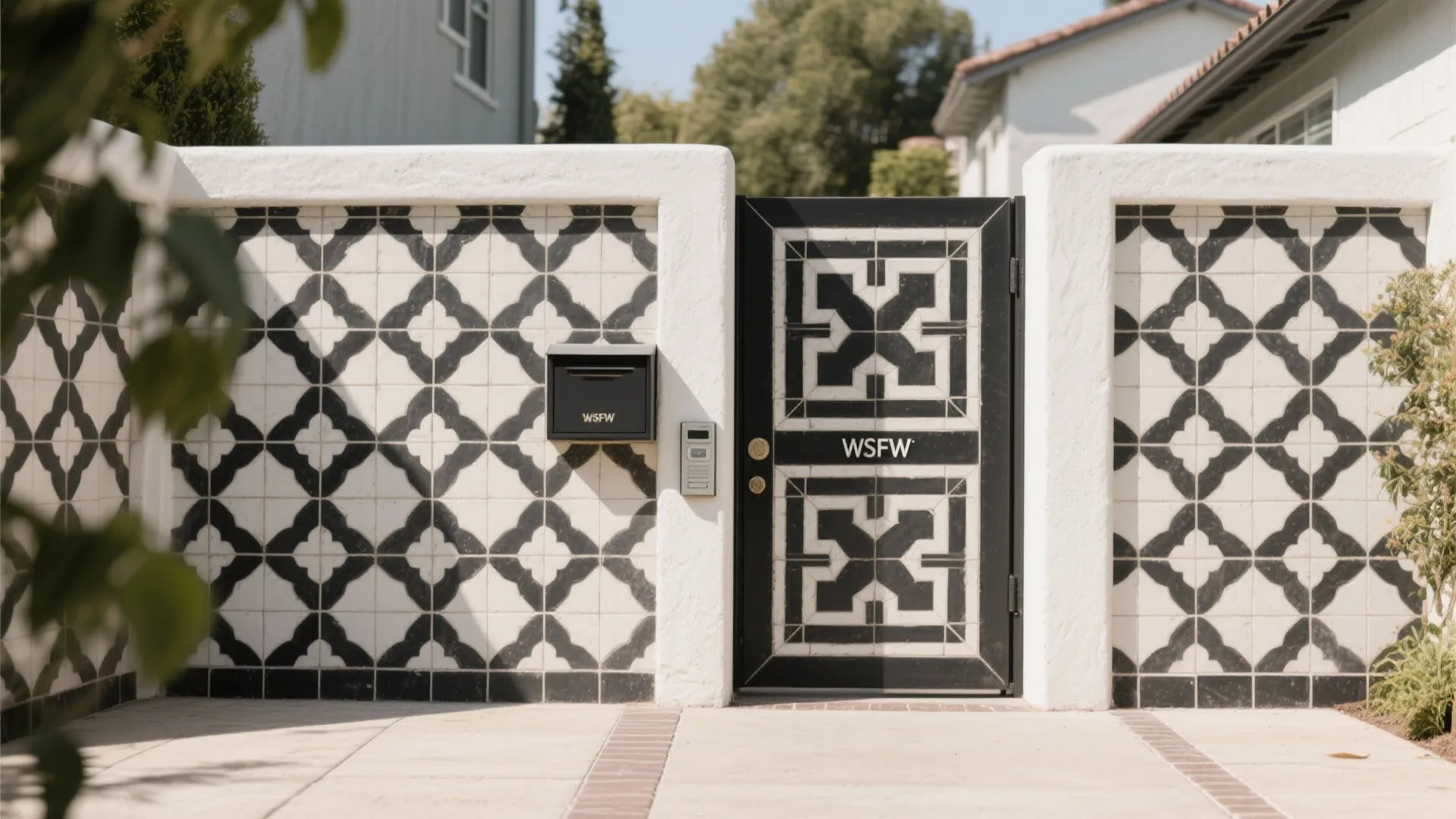 Patterned Encaustic or Cement Tiles for a Statement Gate
