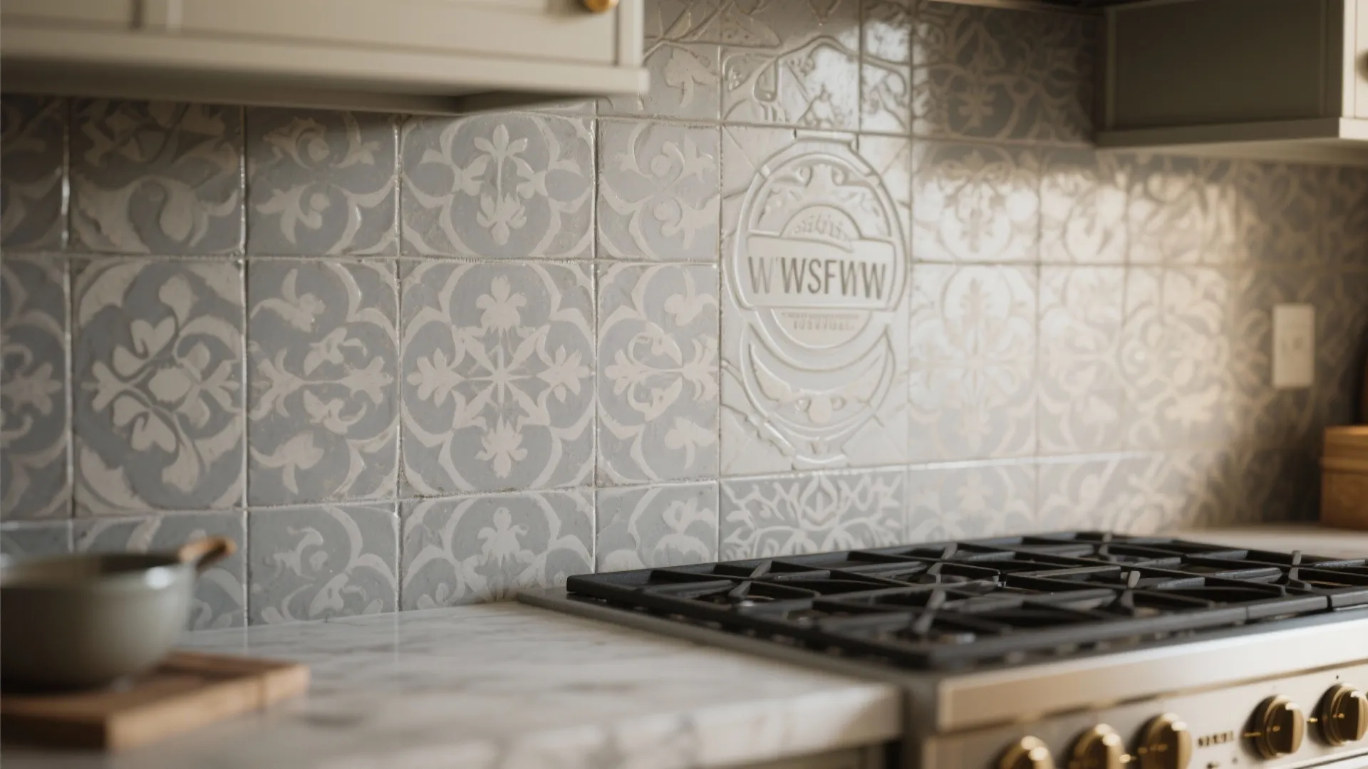 3. Gray patterned encaustic look