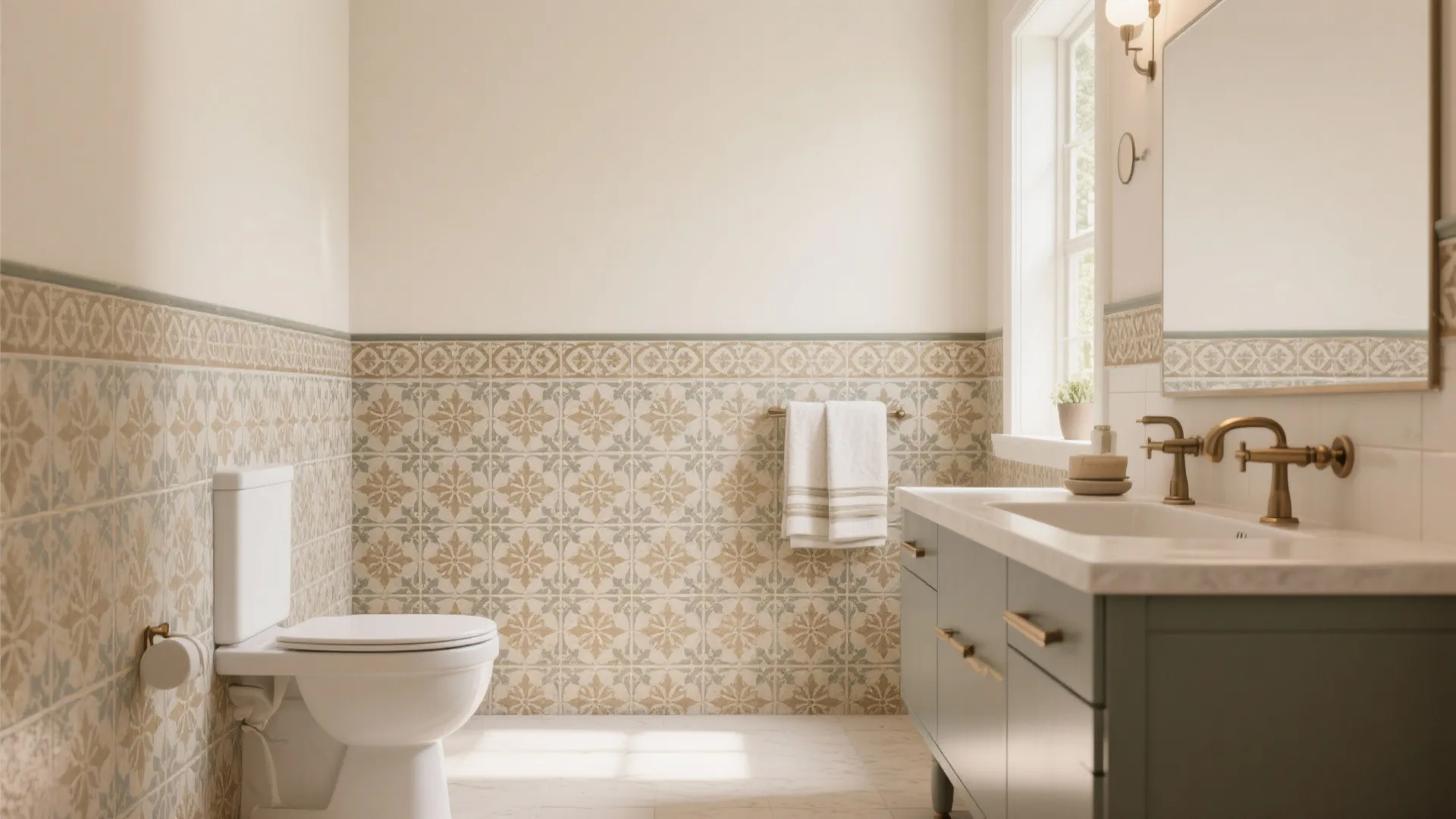 5) Patterned encaustic-look porcelain for character