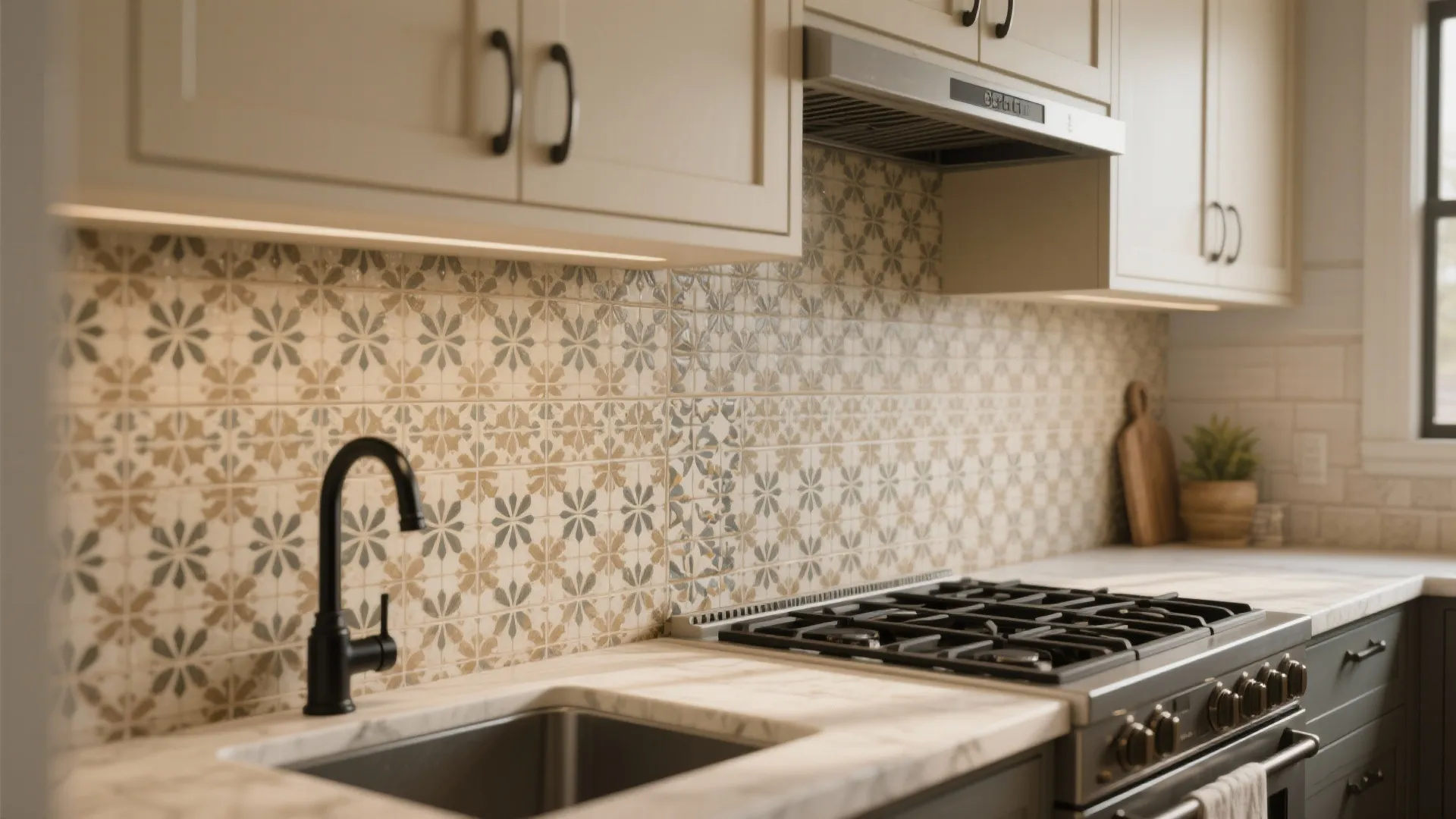 2. Patterned encaustic-look tiles for a personality punch