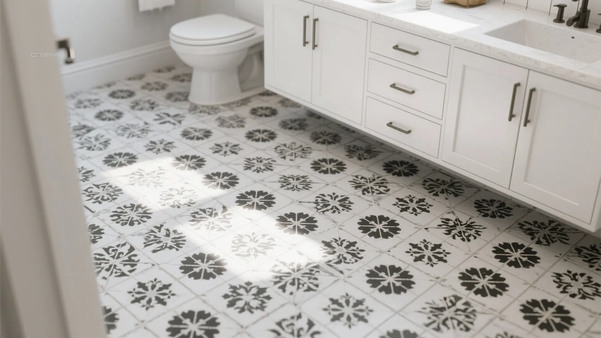 5. Patterned encaustic-look floor tiles