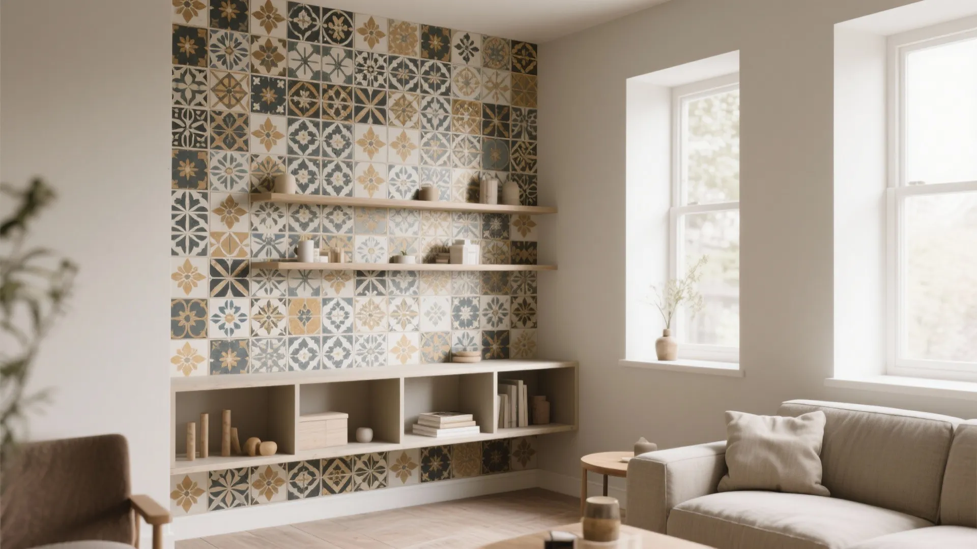 5. Patterned encaustic-style tiles for a statement corner