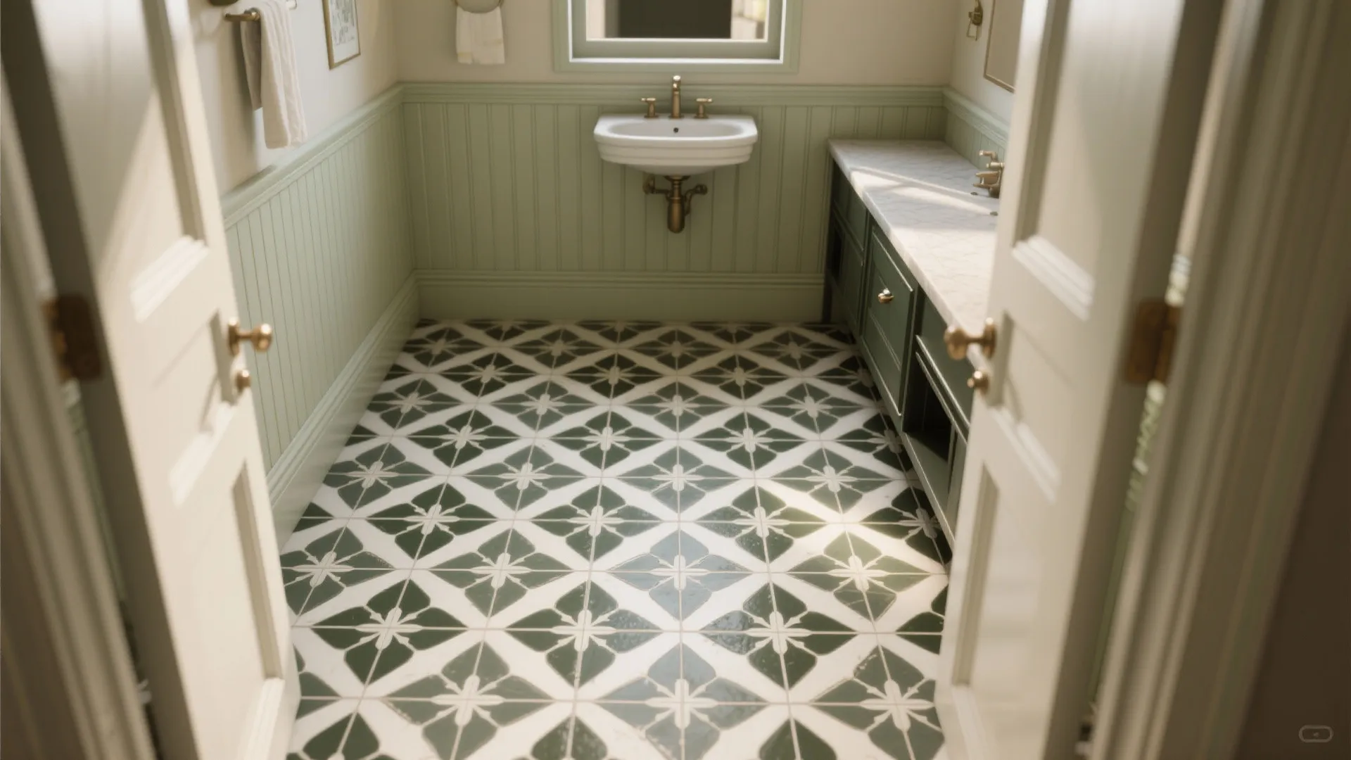 5) Graphic Encaustic-Style Patterns (Real or Porcelain)