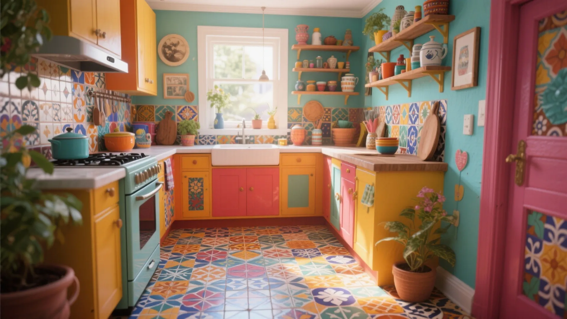 9. Color-Pop Encaustic Tiles