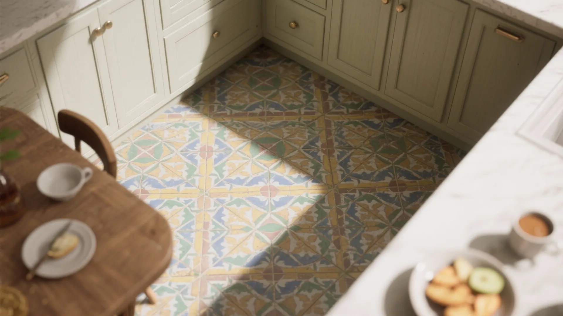 5. Patterned encaustic-style tiles