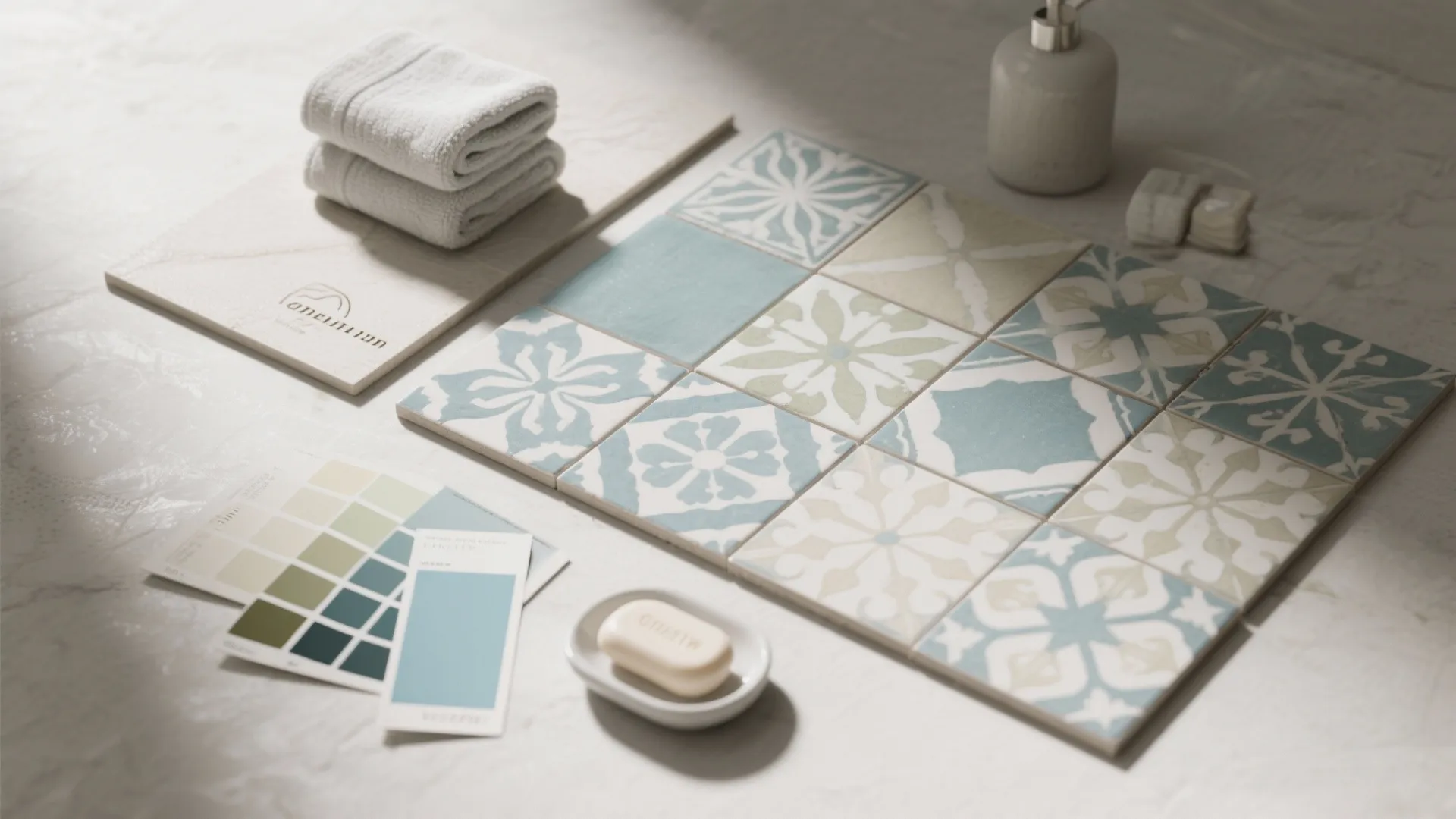 4. Subtle pattern: encaustic-look tile or soft florals