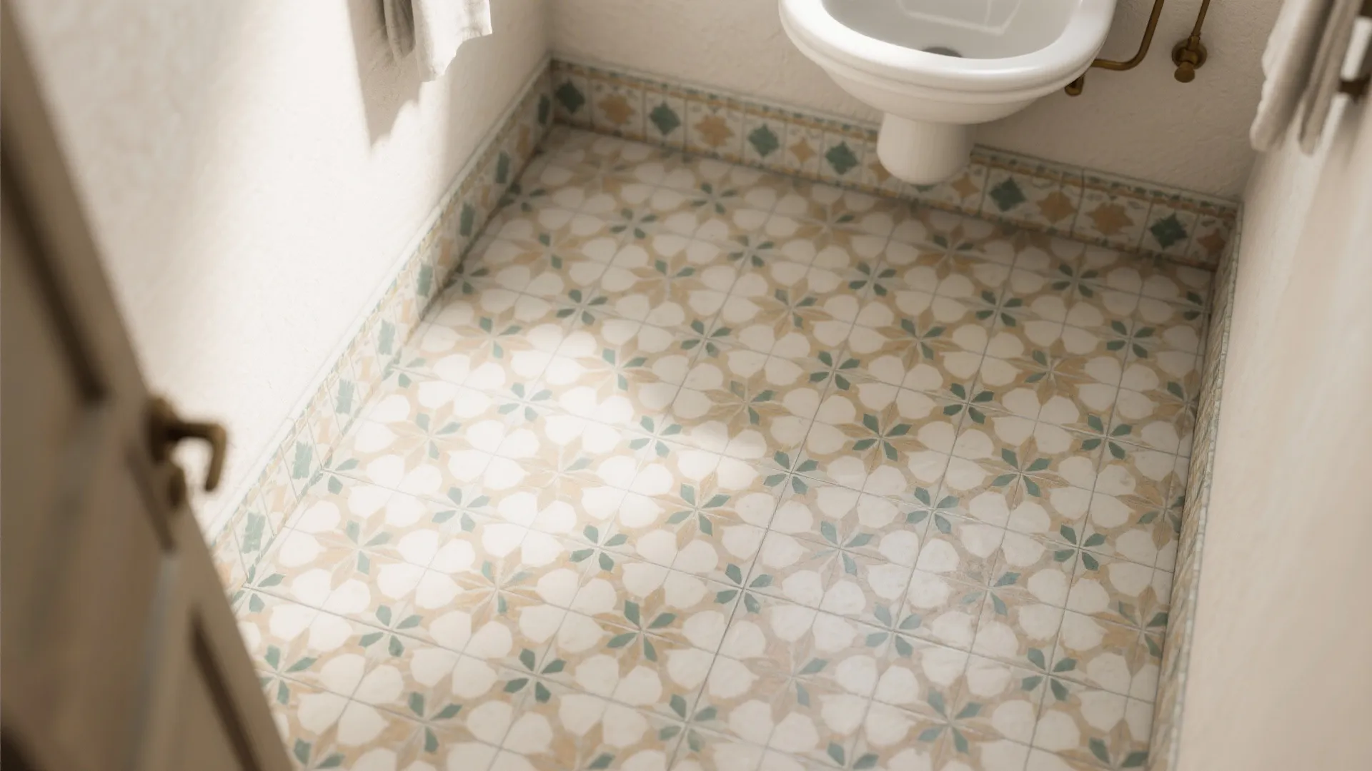 Patterned encaustic (or look-alike) for a focal floor