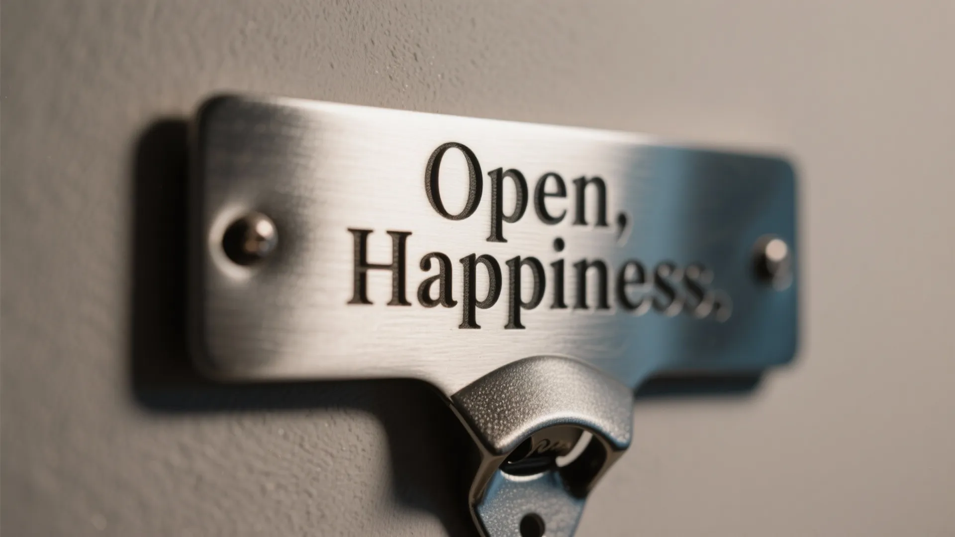 Engraved metal backplate for wall-mounted bottle opener