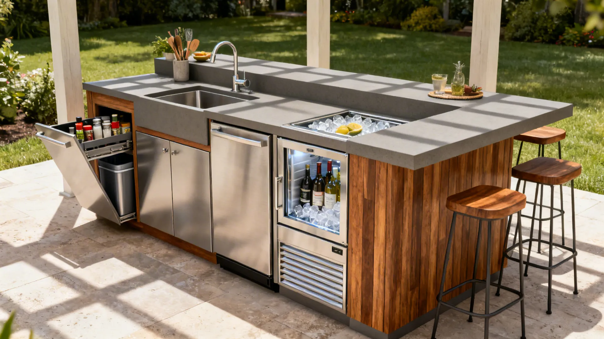 Entertaining Island with Beverage Center and Hidden Storage