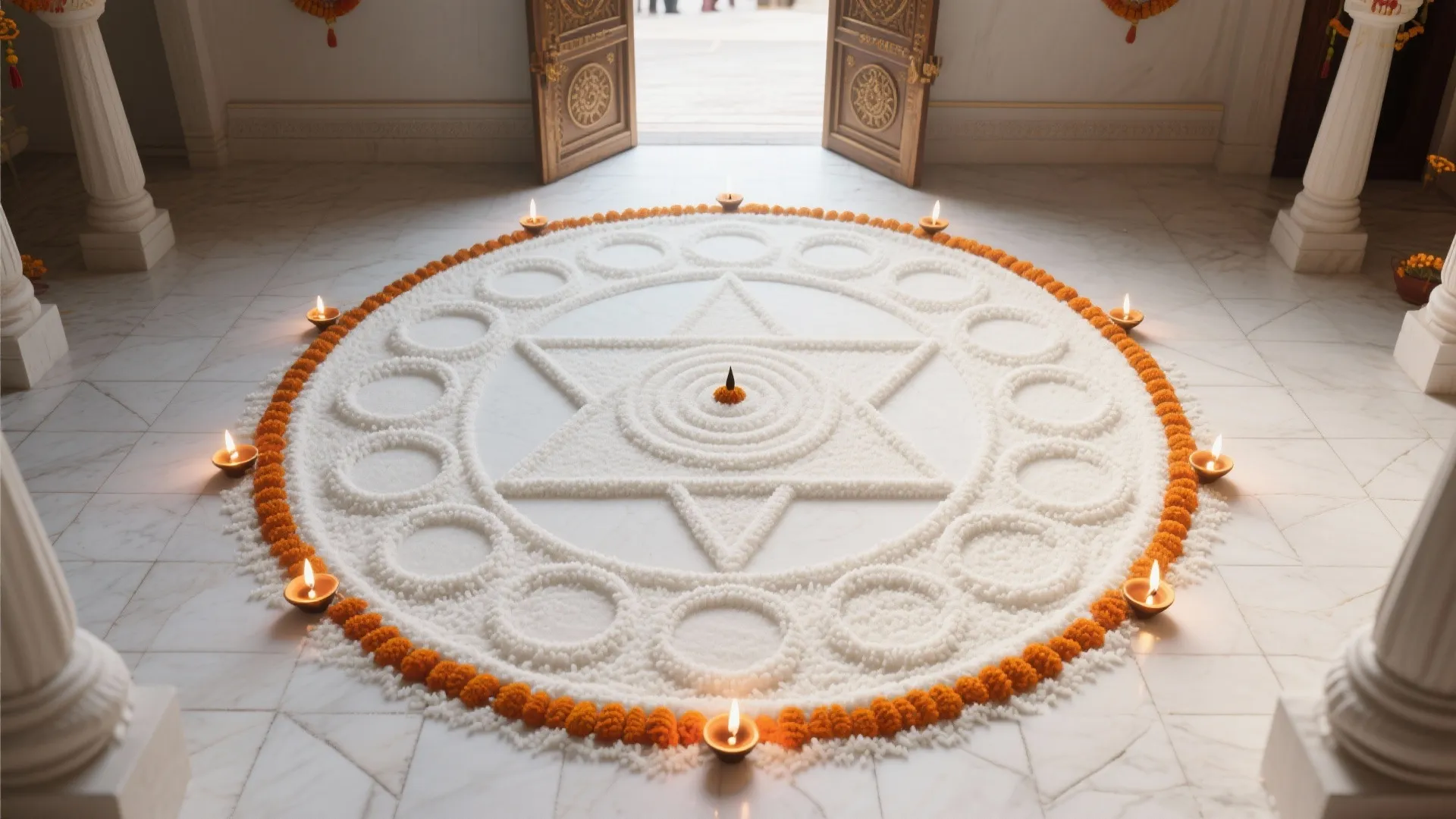 Geometric Mandala at the Puja Entrance