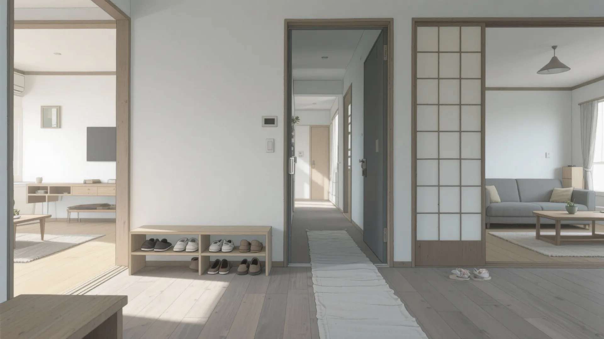 Tips 1: 玄関からLDKまでの動線を短く美しく（動線規画／日式風格）