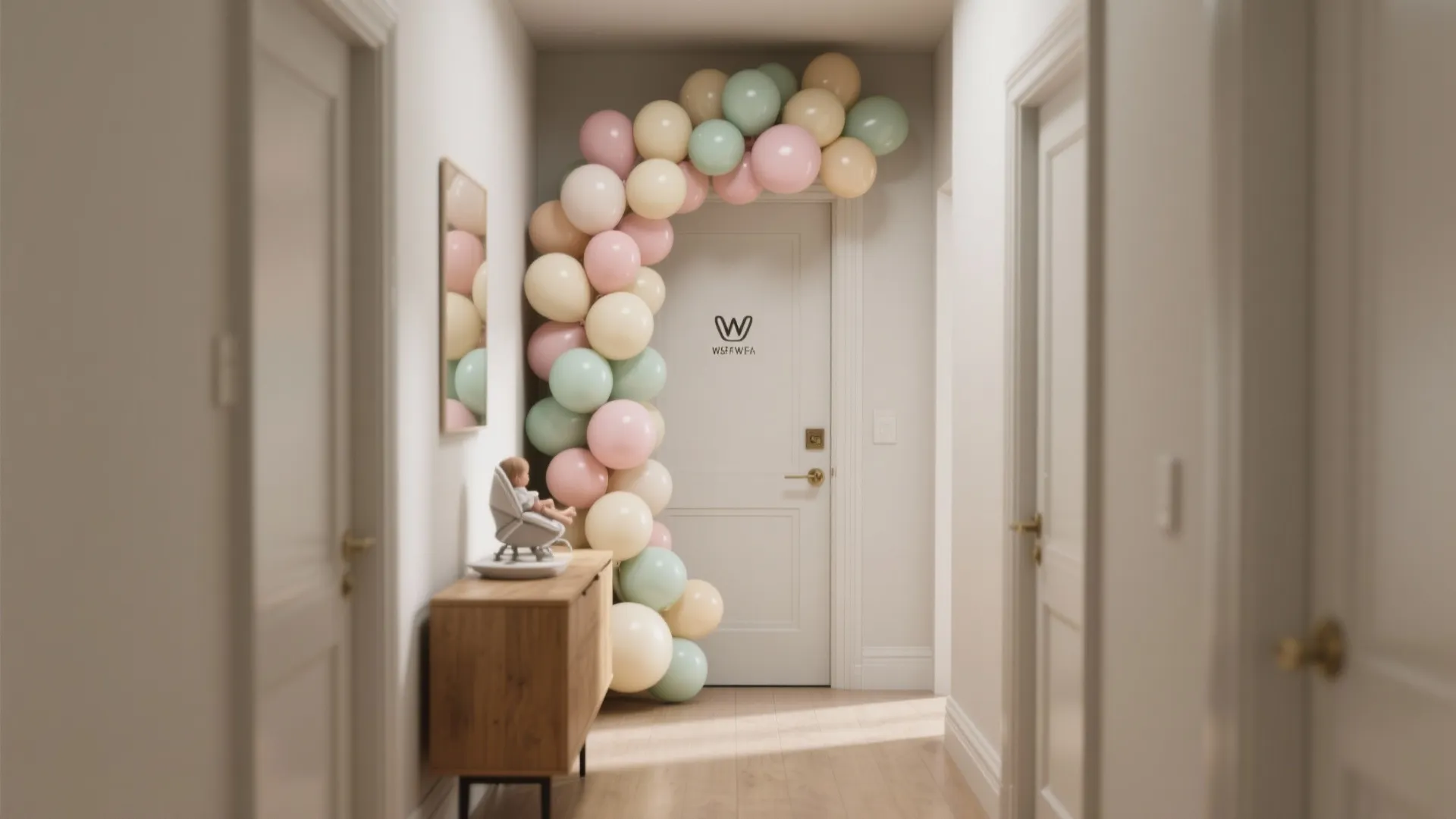 Entryway Balloon Arch That Frames the First Hello