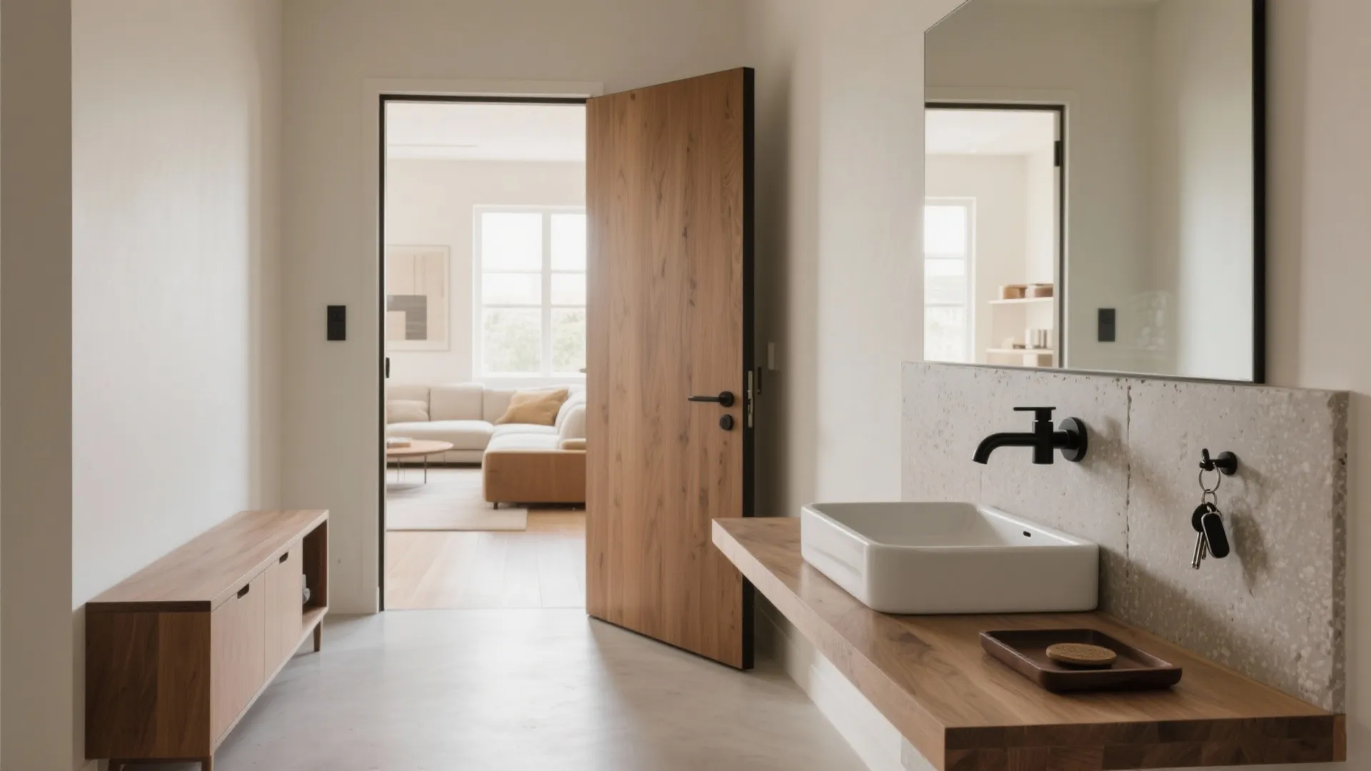 Entry console basin by the door