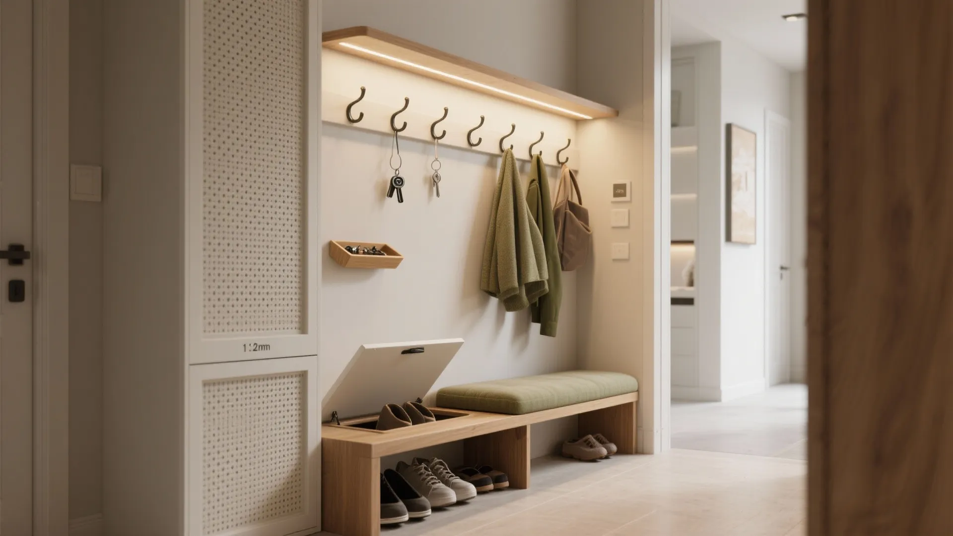 Built-in benches and drop zones that work hard