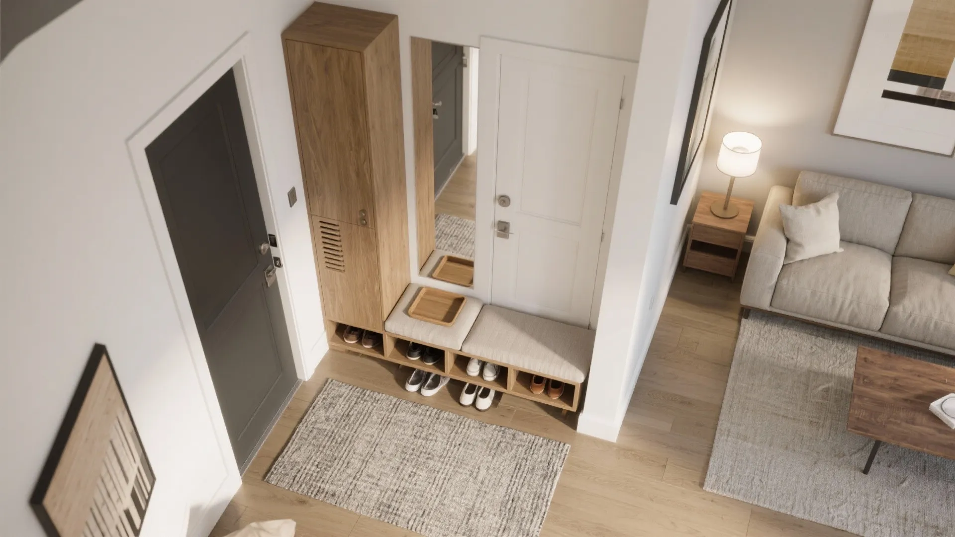 3) Entry‑Edge Bench That Doubles as Shoe Storage