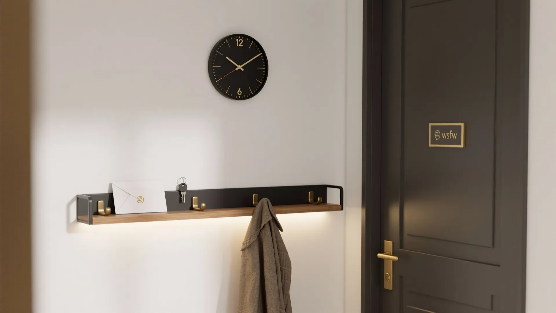 Entryway Efficiency: Clock + Slim Shelf or Hooks