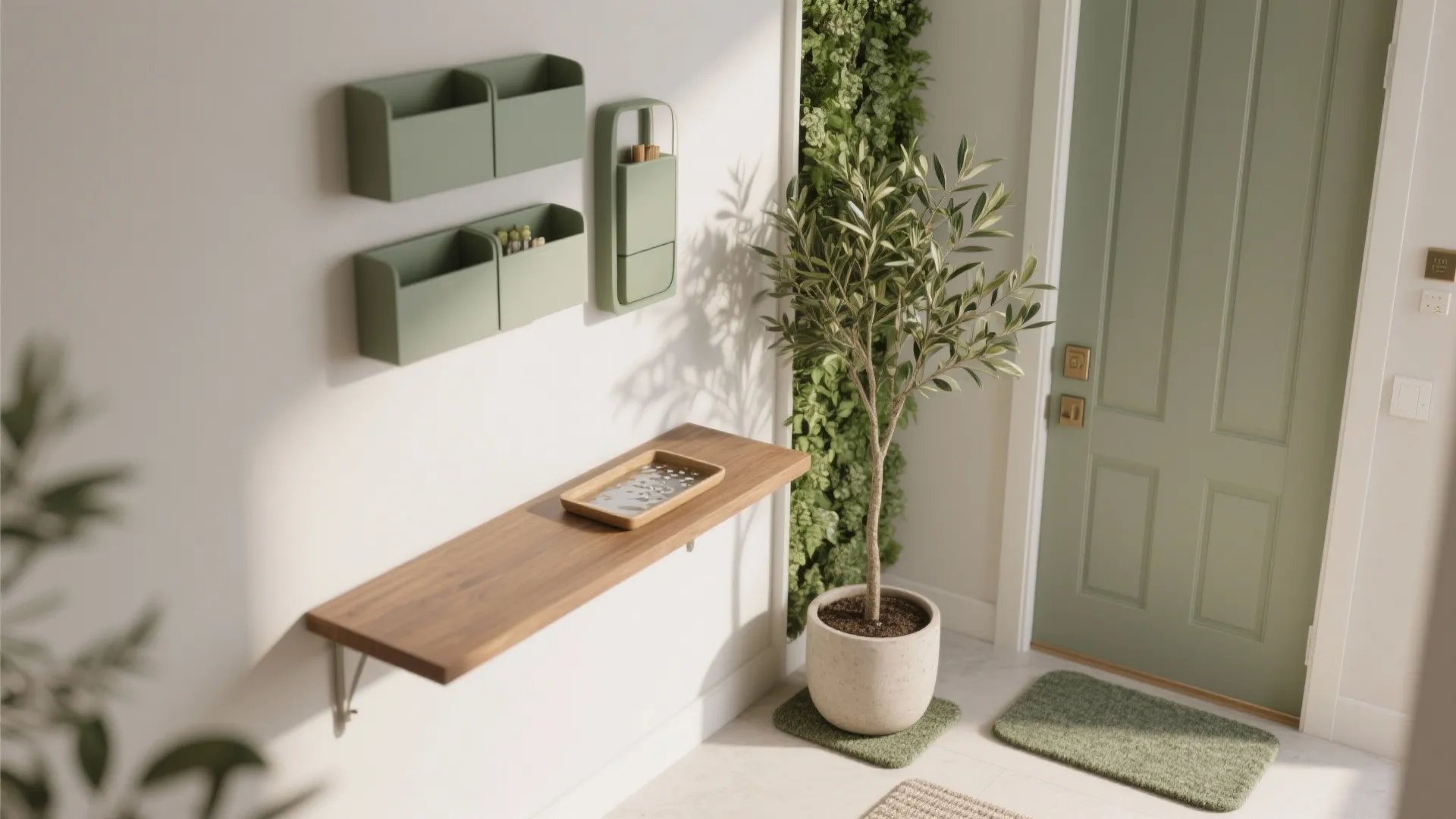 5) Vertical Greenery and Narrow Console for Entry Corners