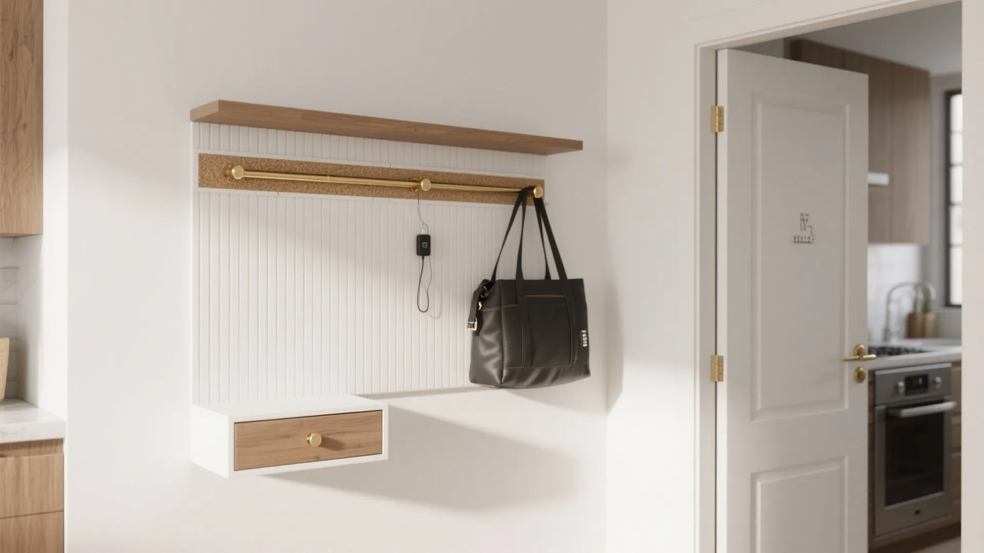 Minimalist Wall Drop Zone by the Entry