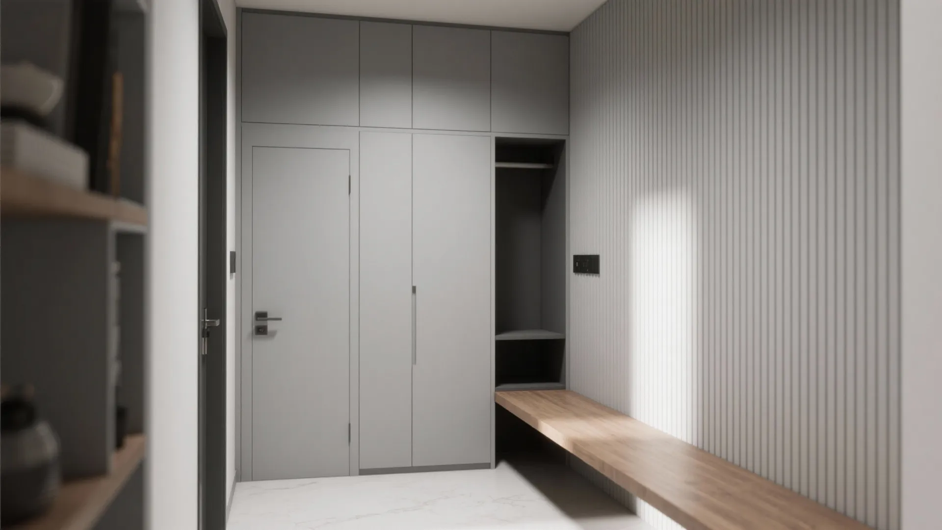 Storage-Integrated Grooved Entry Wall