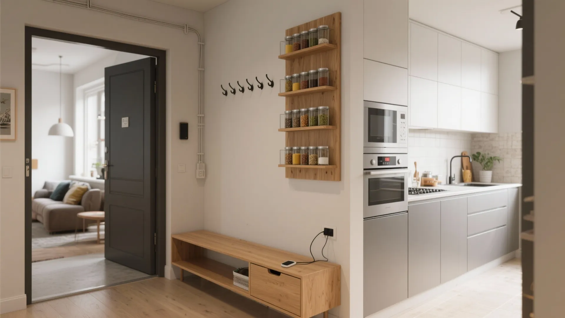 Multi-Functional Wall Units for Entryways and Compact Kitchens