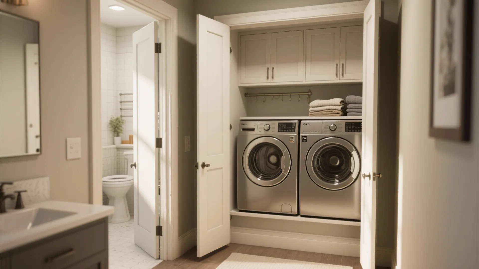 4. Closet-style laundry in bathroom entrance