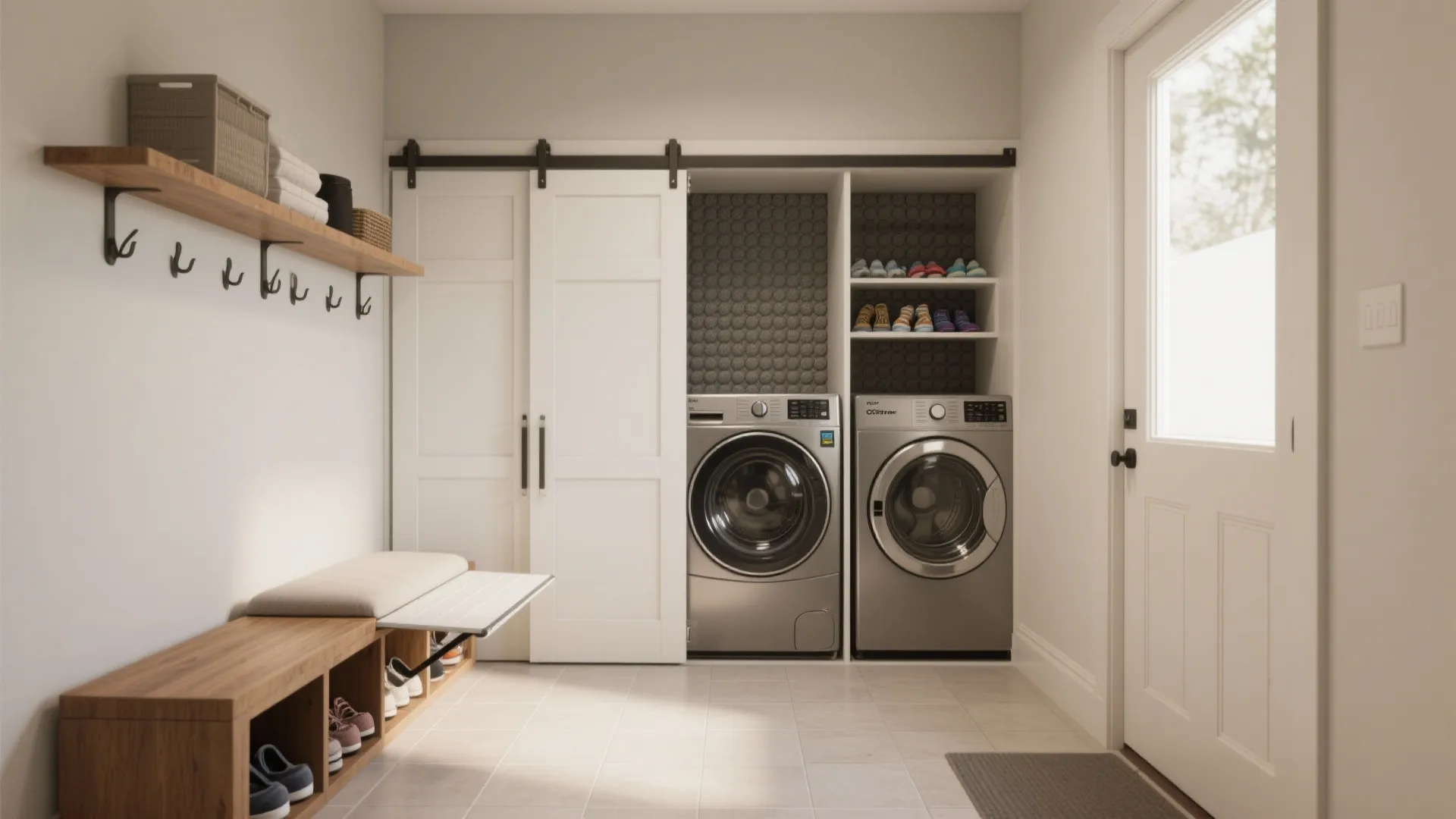 4. Convert an Entry Closet into a Laundry-Mudroom Hybrid