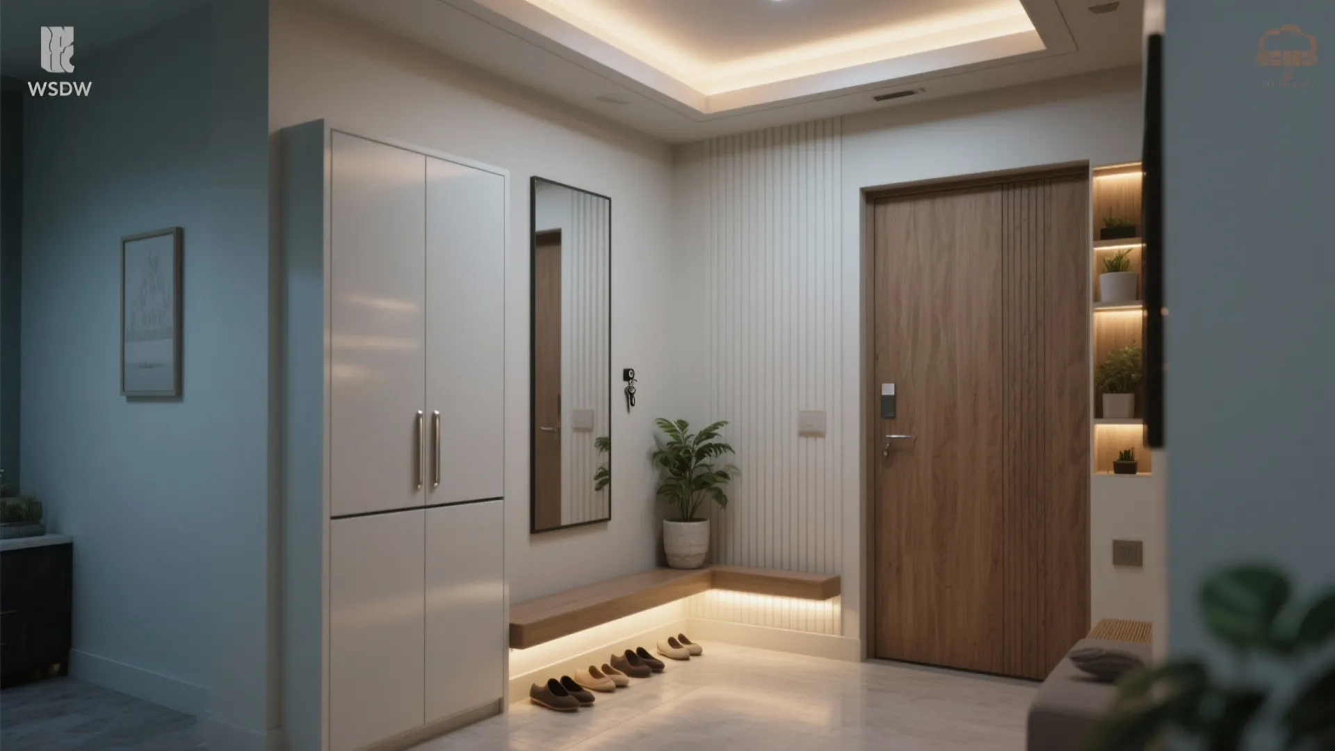 5) Entry and circulation: light, mirrors, and hidden helpers