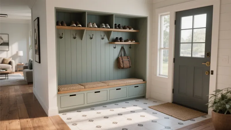 Functional Entryway with Built-In Storage and Cozy Bench