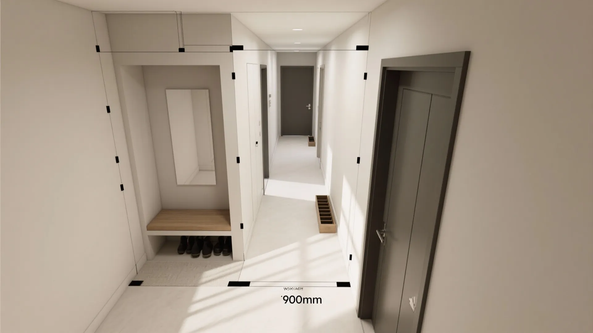 Functional Entry Niche with Bench and Hooks