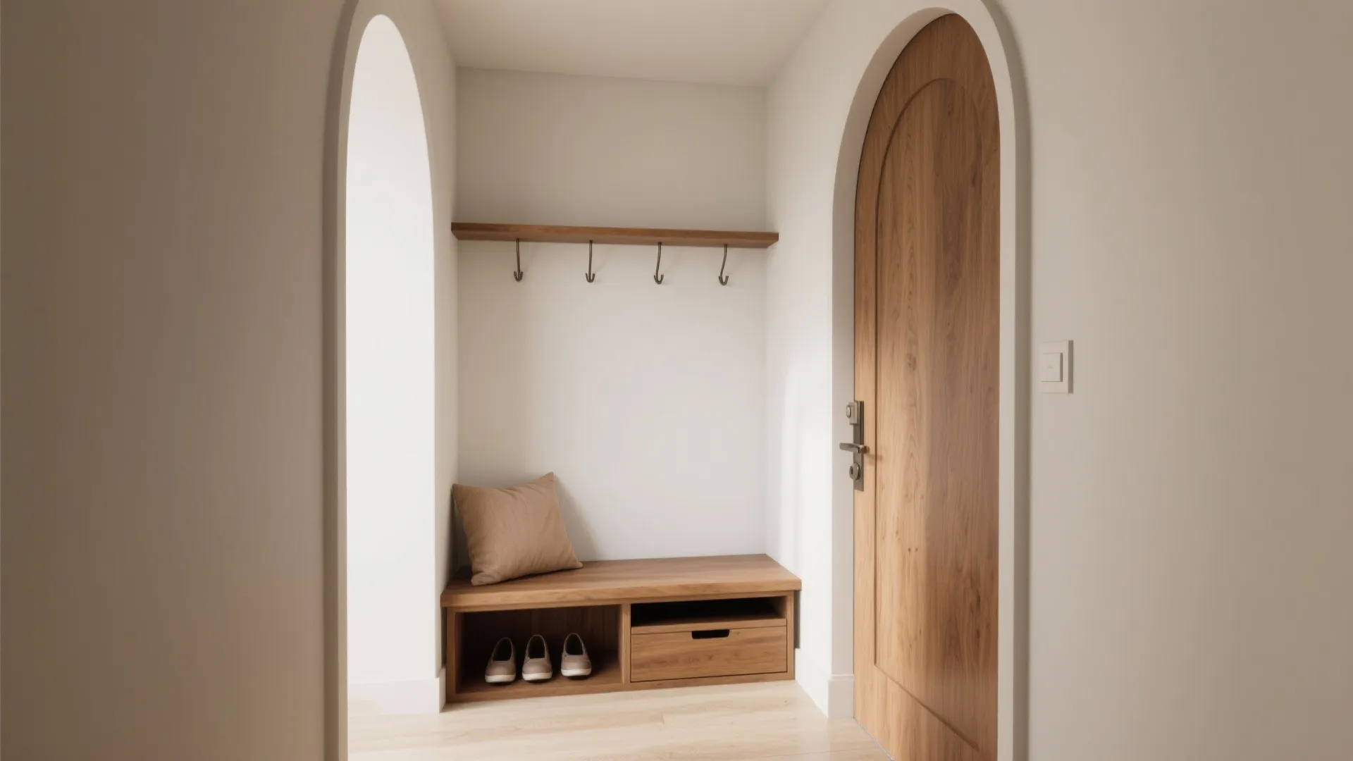 Carved Entry Nook: L-Shape, Bench, and Drop Zone