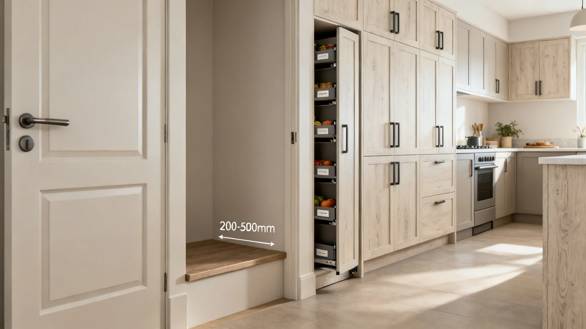 1) Entry Landing + Shallow Pantry Wall