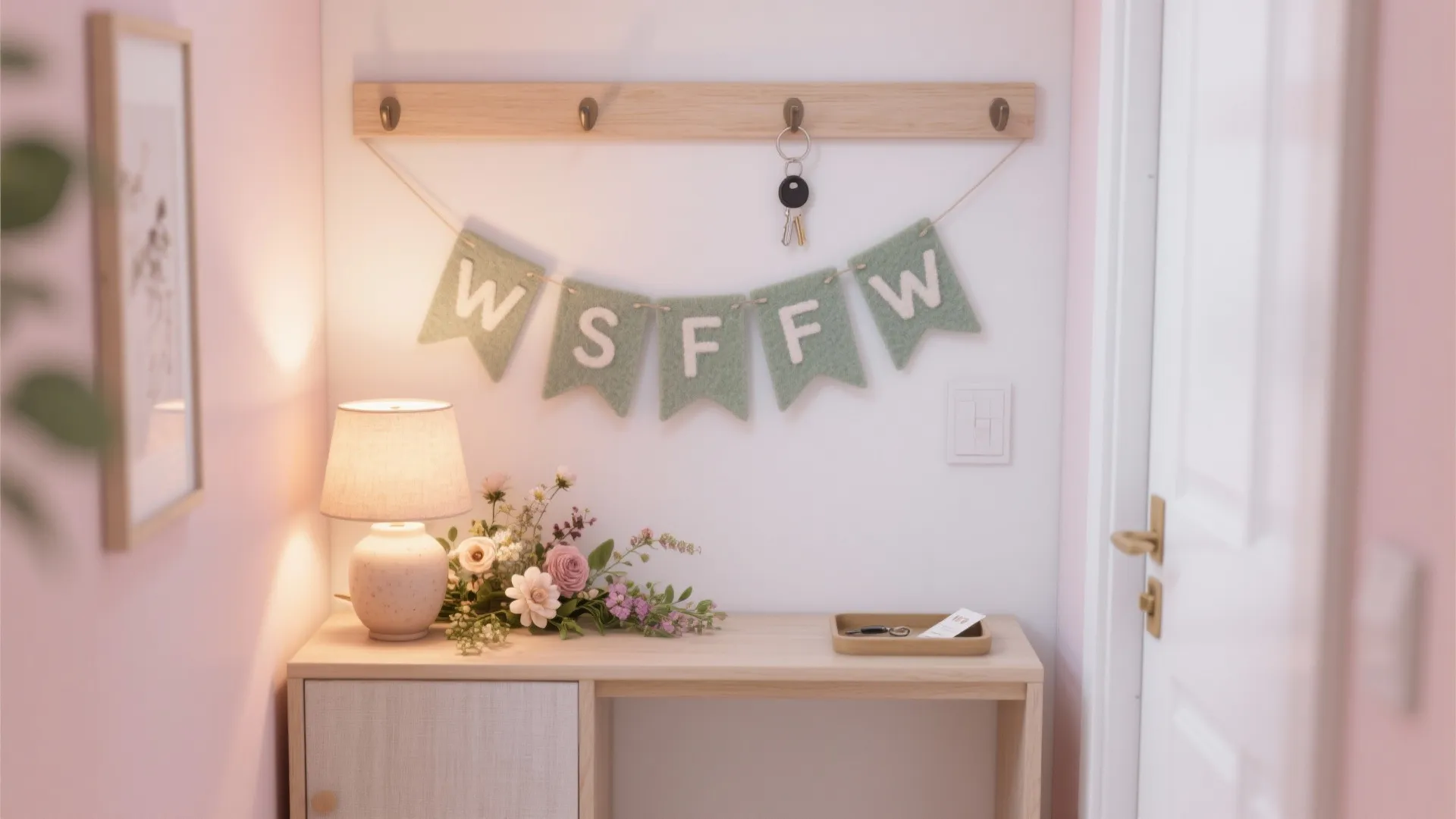 Soft Pastel Entry Vignette with a Personalized Banner