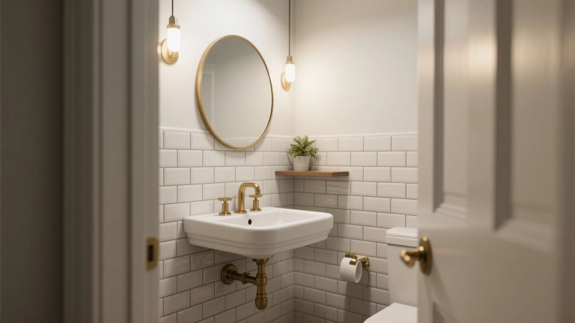 Half-bath near the entry for guests