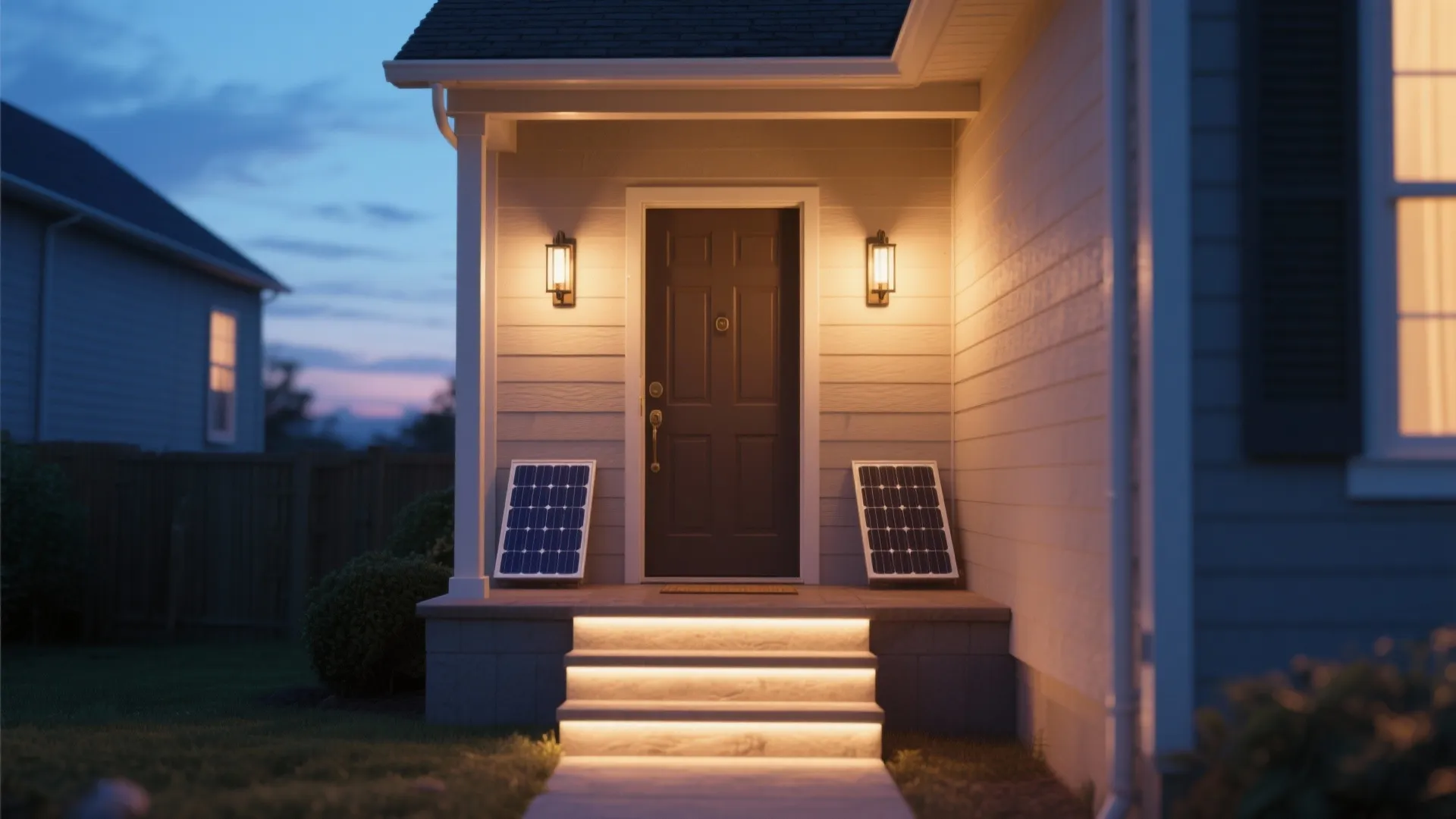 1. Frame the entry with warm, layered light