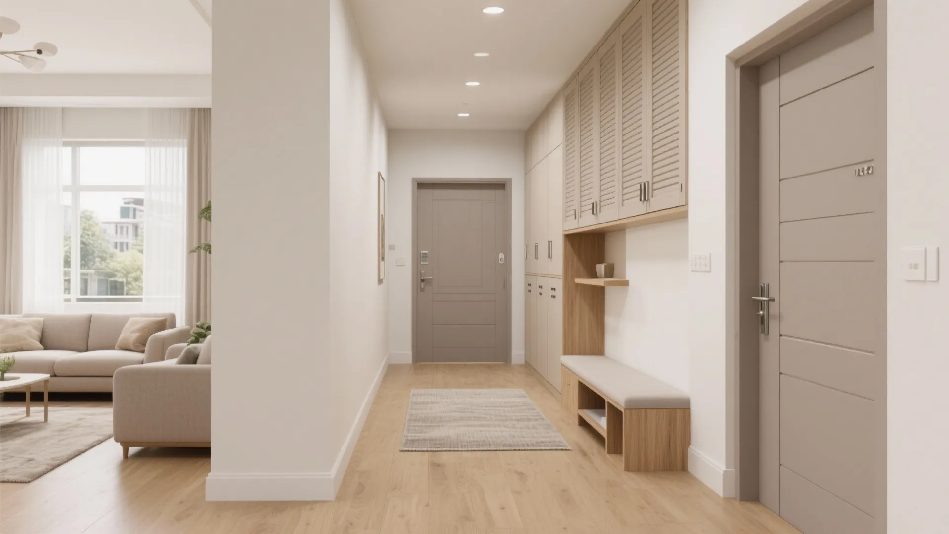 Minimal, built-in storage that flows from entry to living