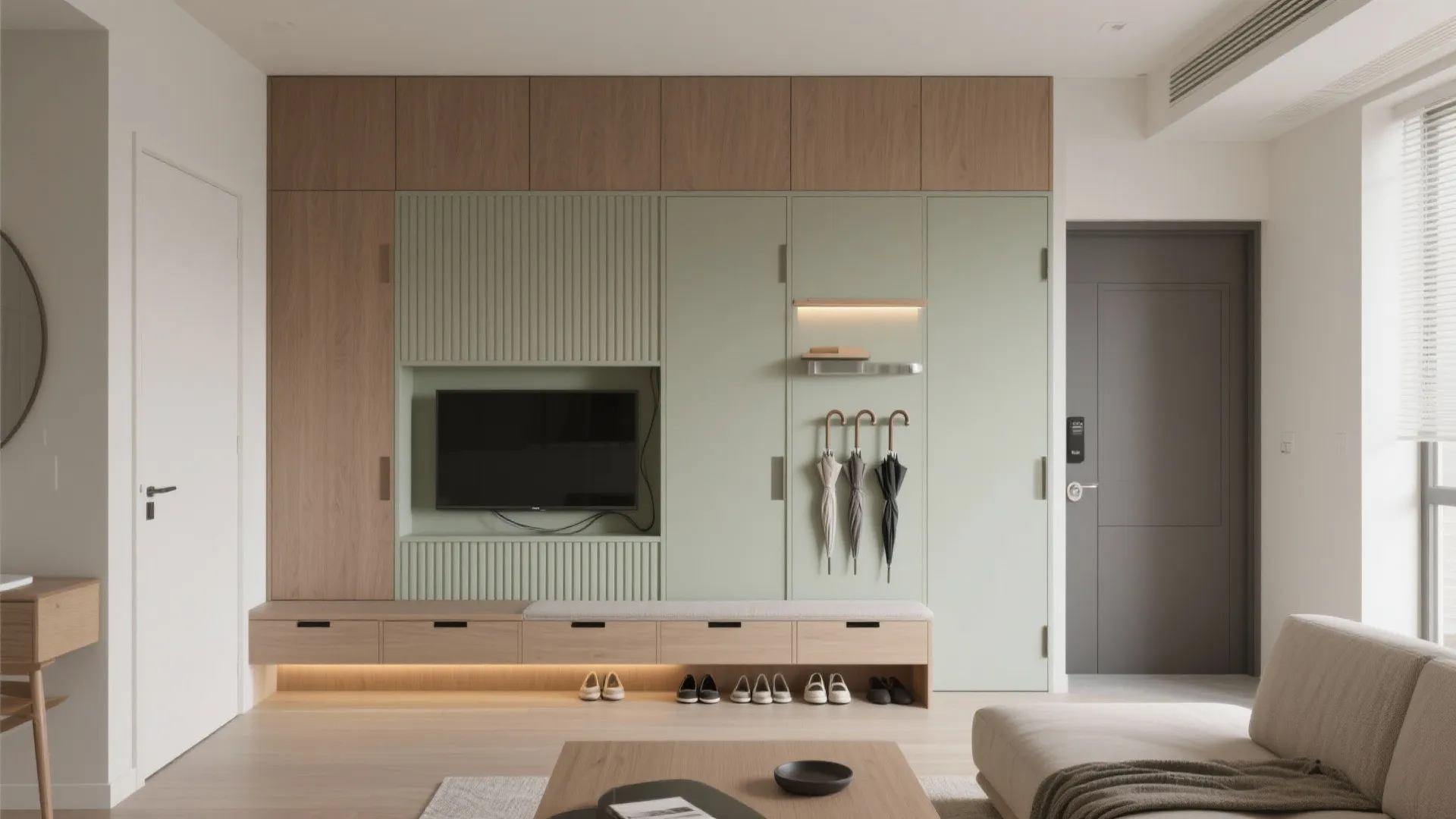 Minimalist Storage Wall for Living-Entry