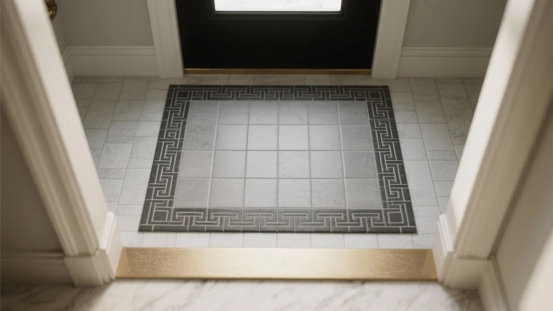 A Geometric Border “Tile Rug” at the Entry